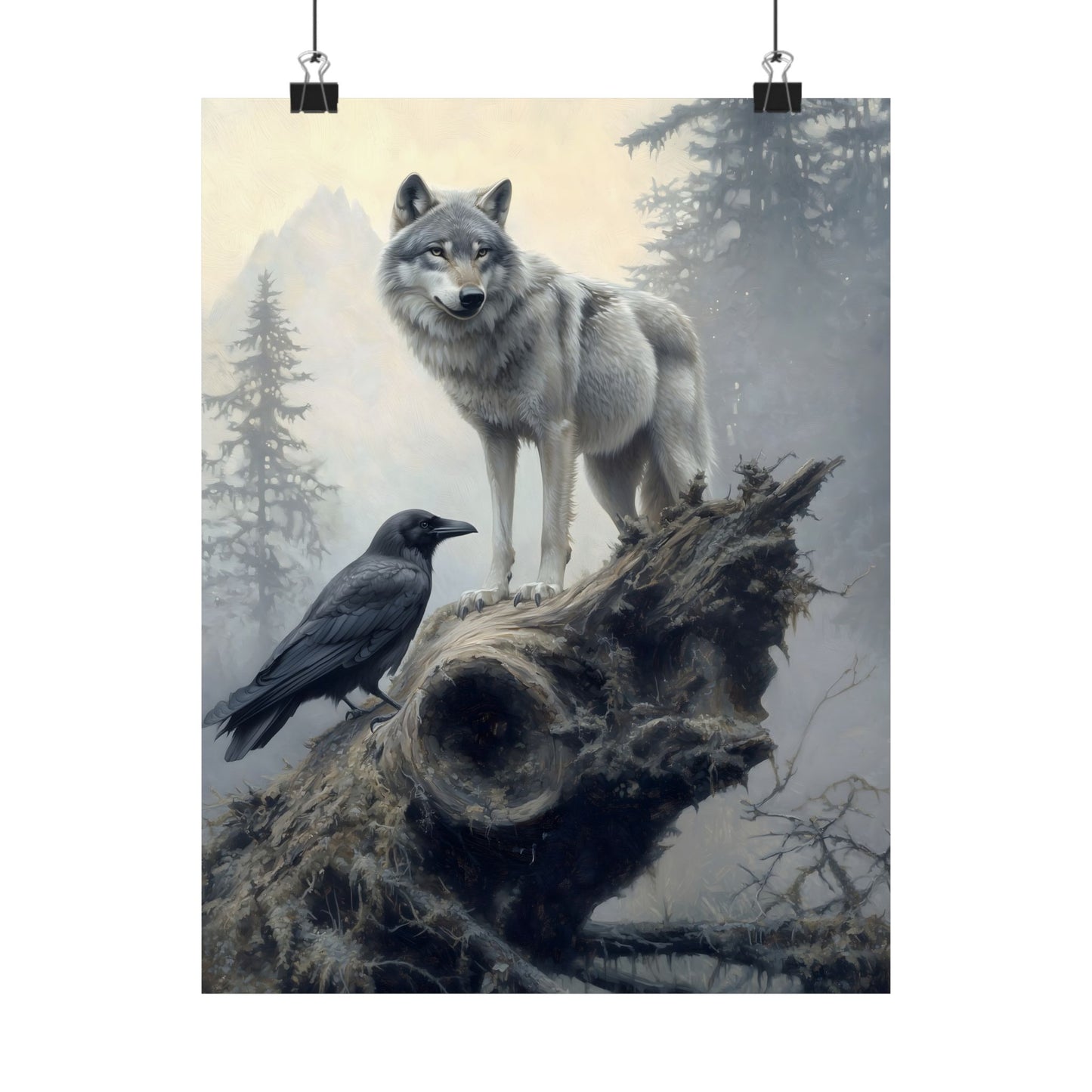 Wolf and Raven Art Print