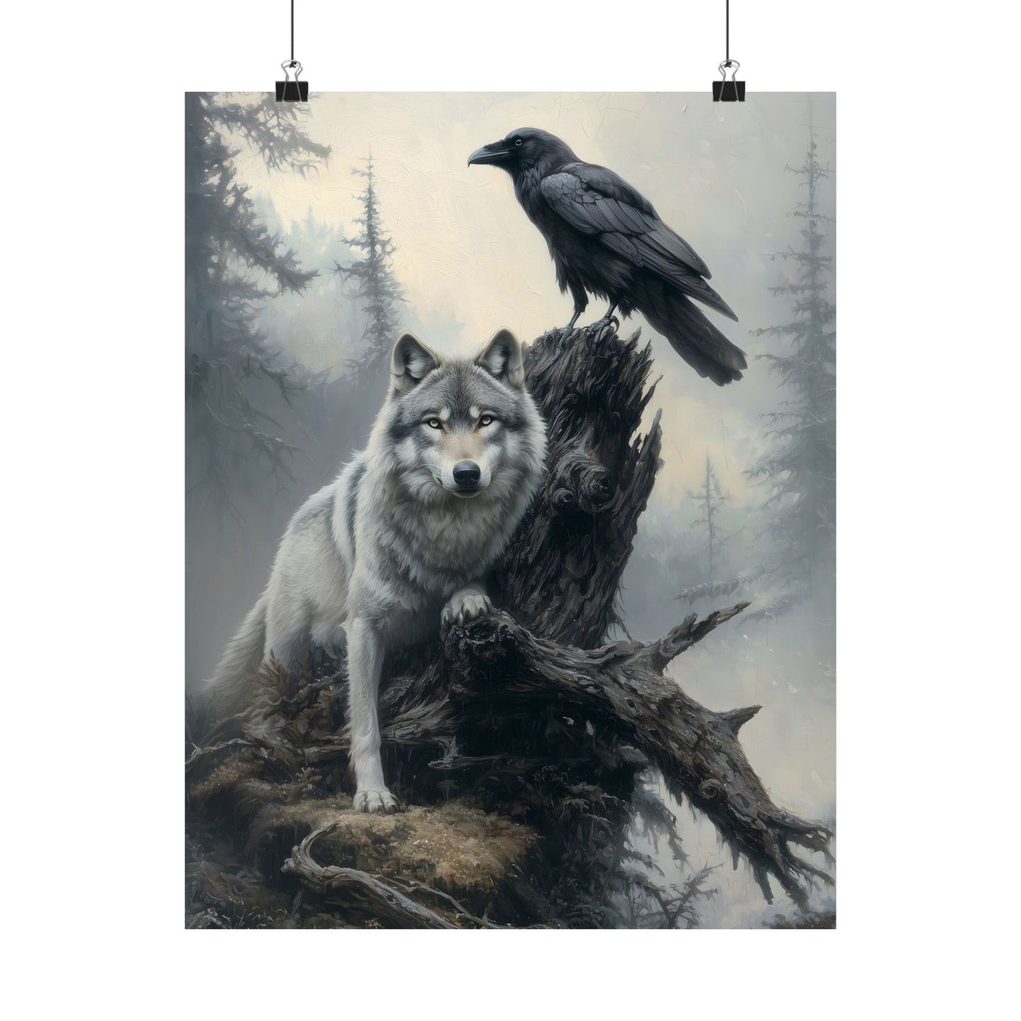 Raven and Wolf Art Print