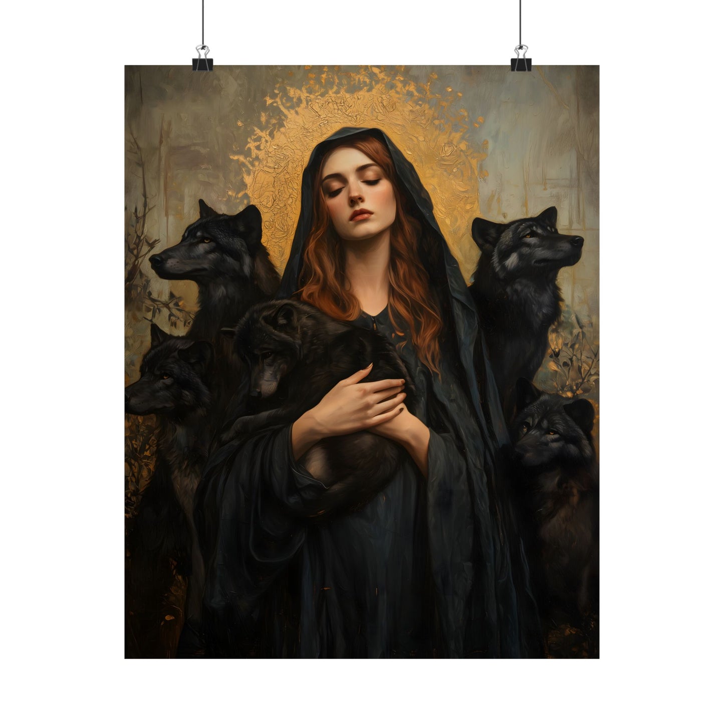 Hecate with Wolves Art Print