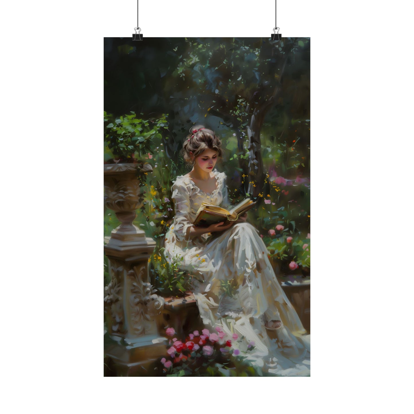 Reading in Garden Art Print