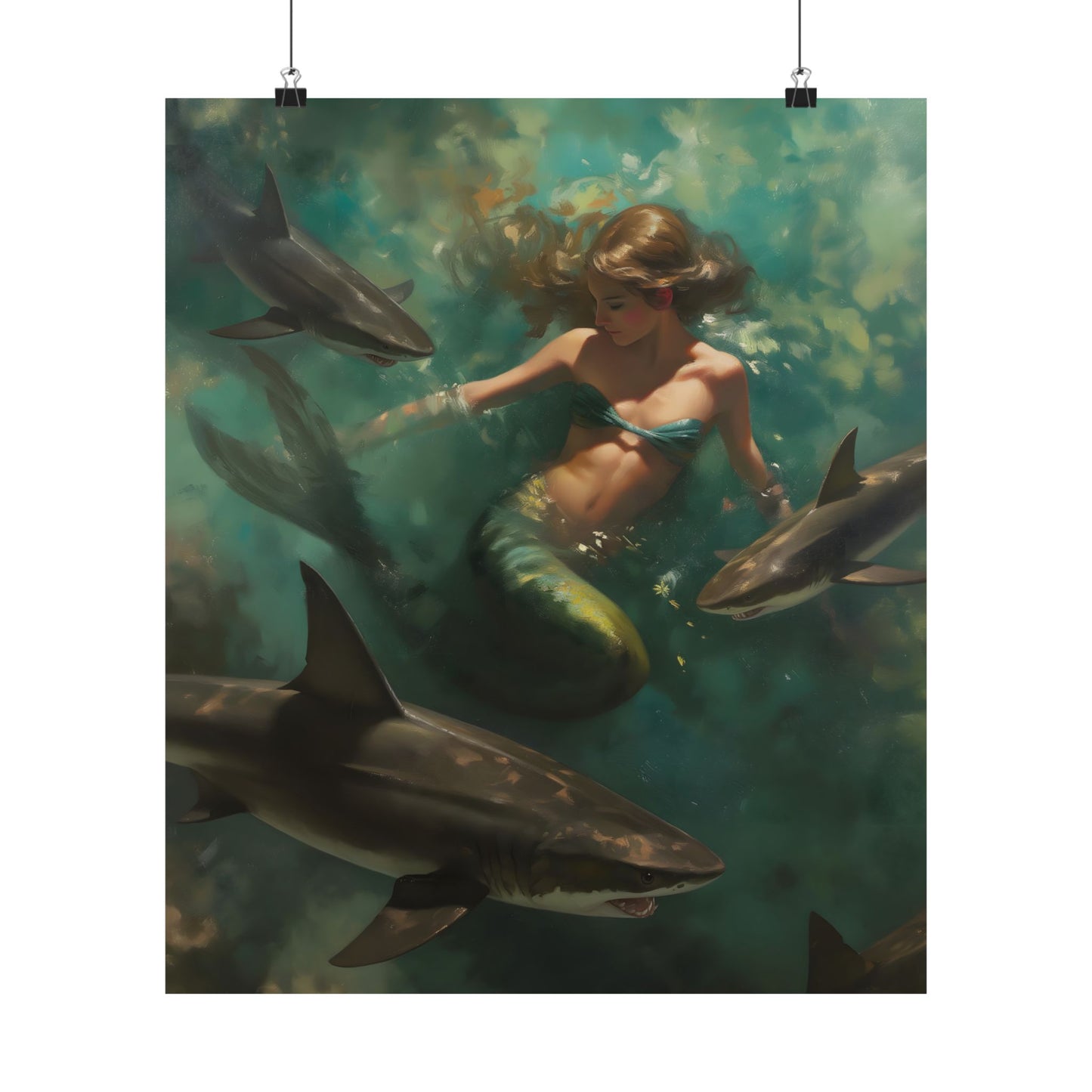 Swimming with Sharks Art Print