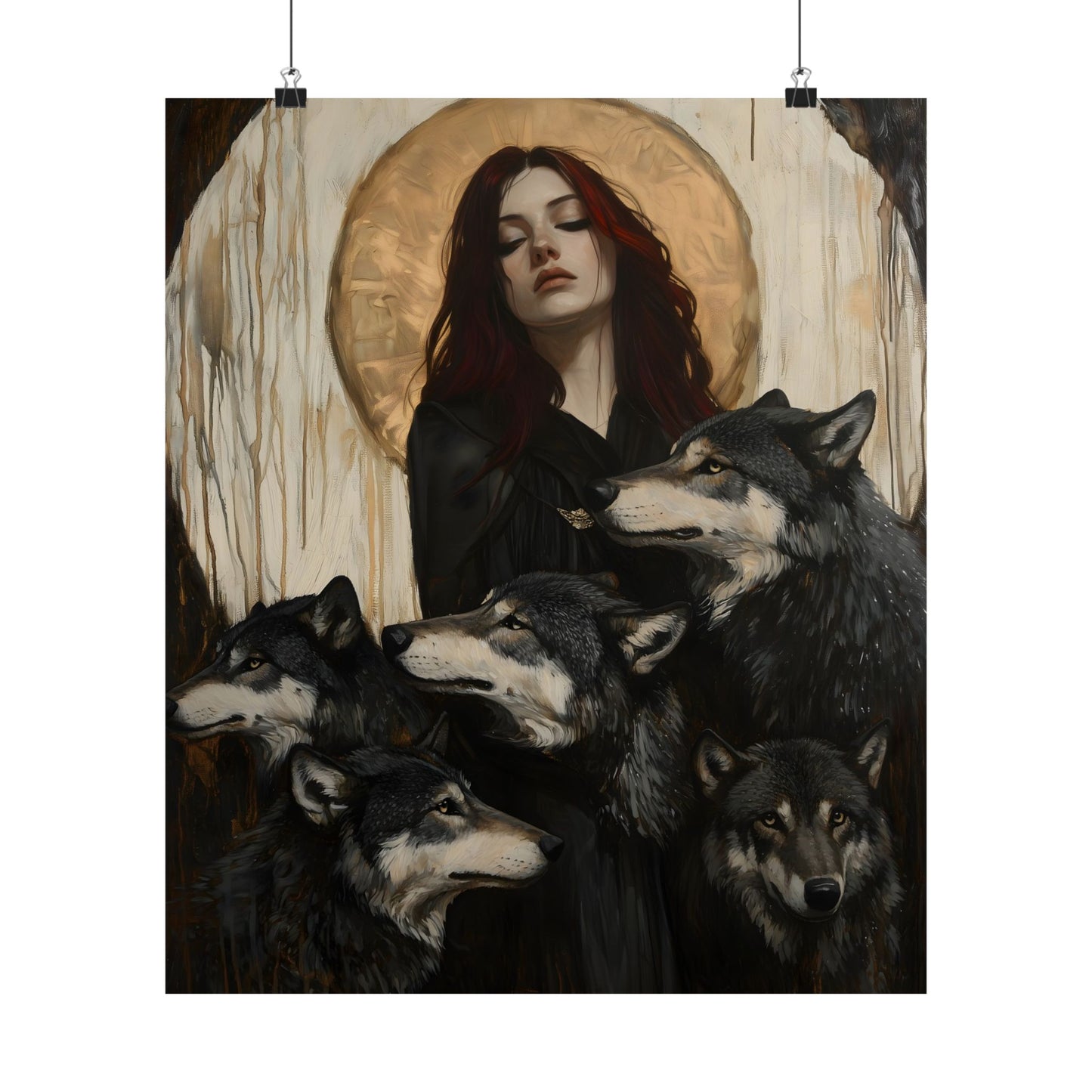 Hecate with Wolves Art Print