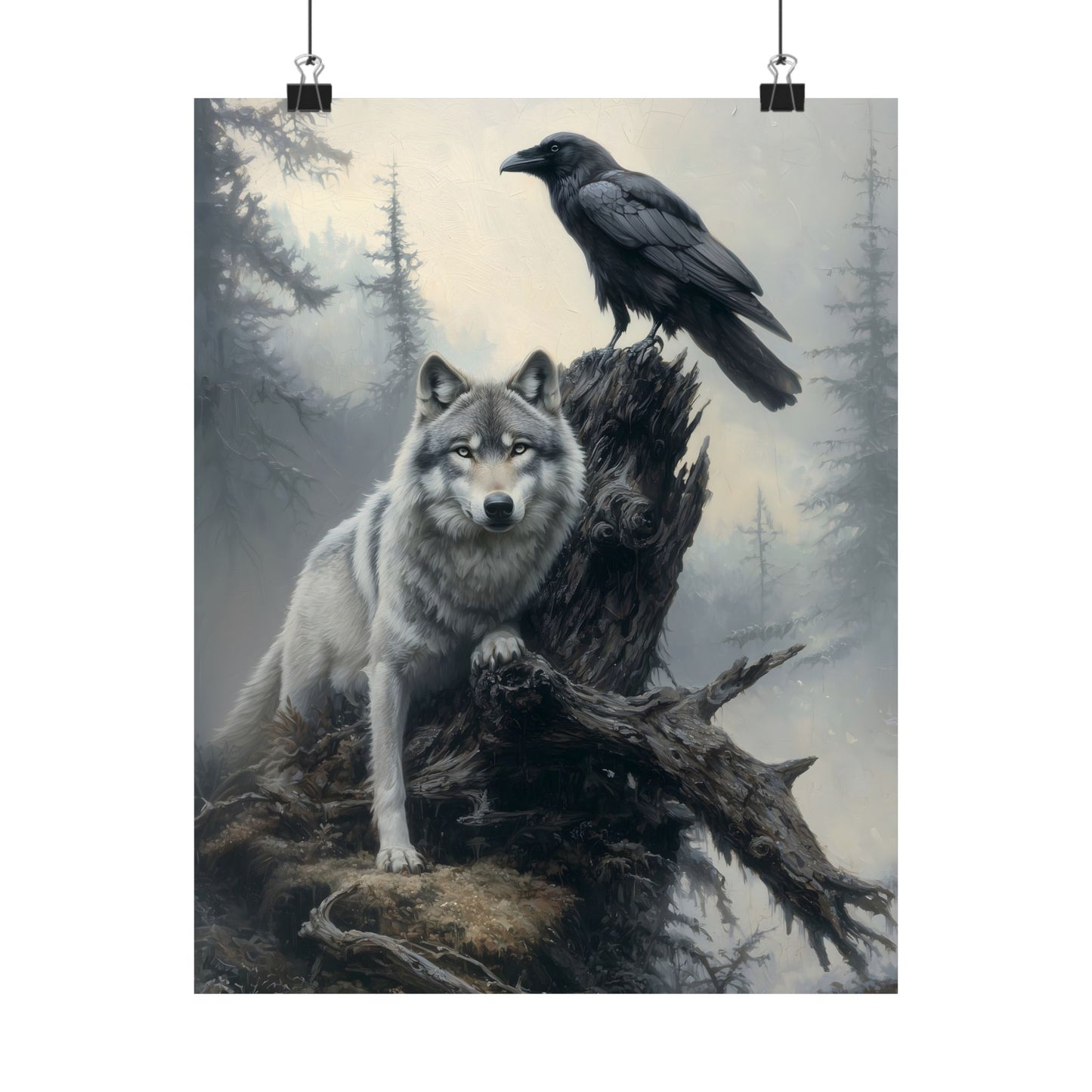 Raven and Wolf Art Print