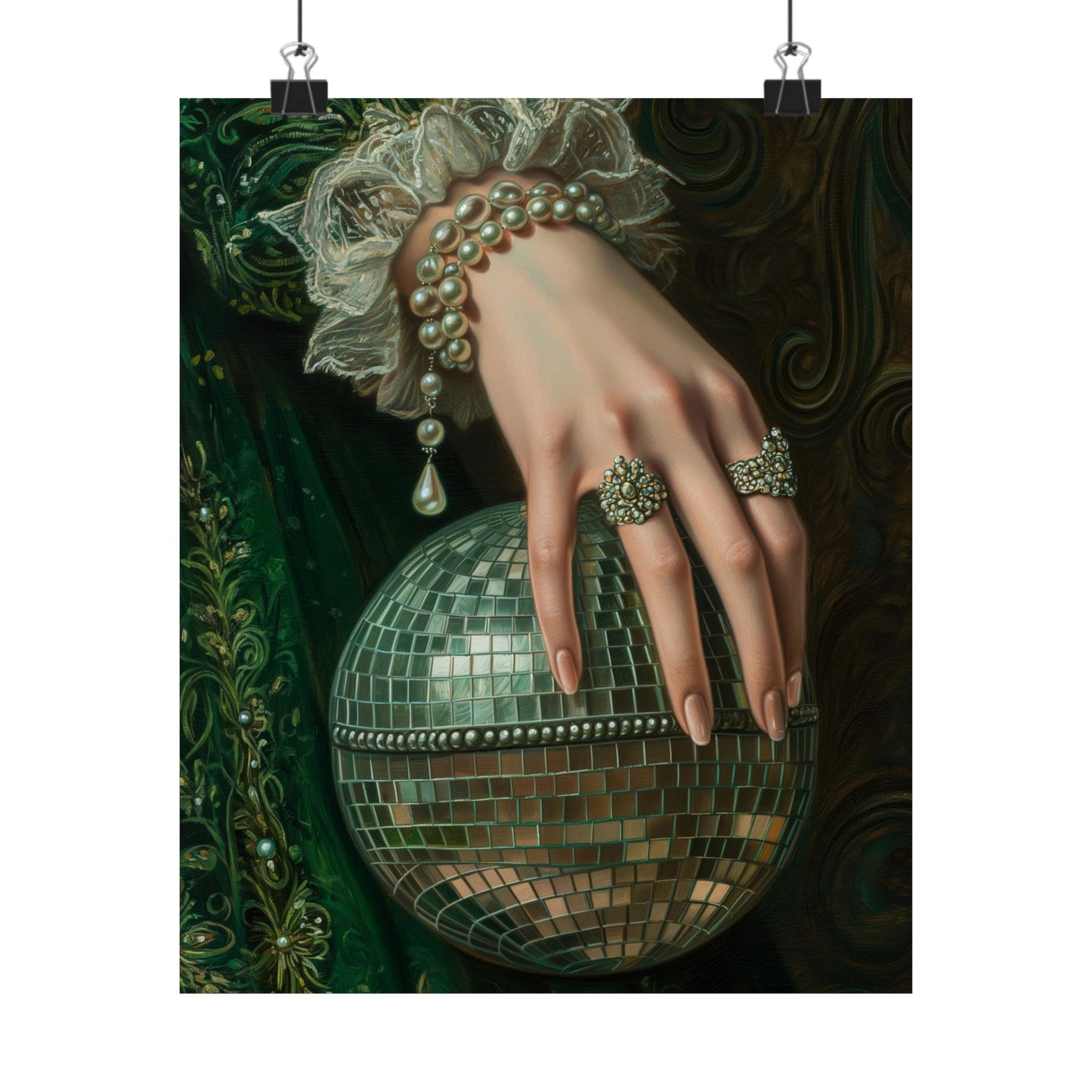 Green Disco Ball Art Print