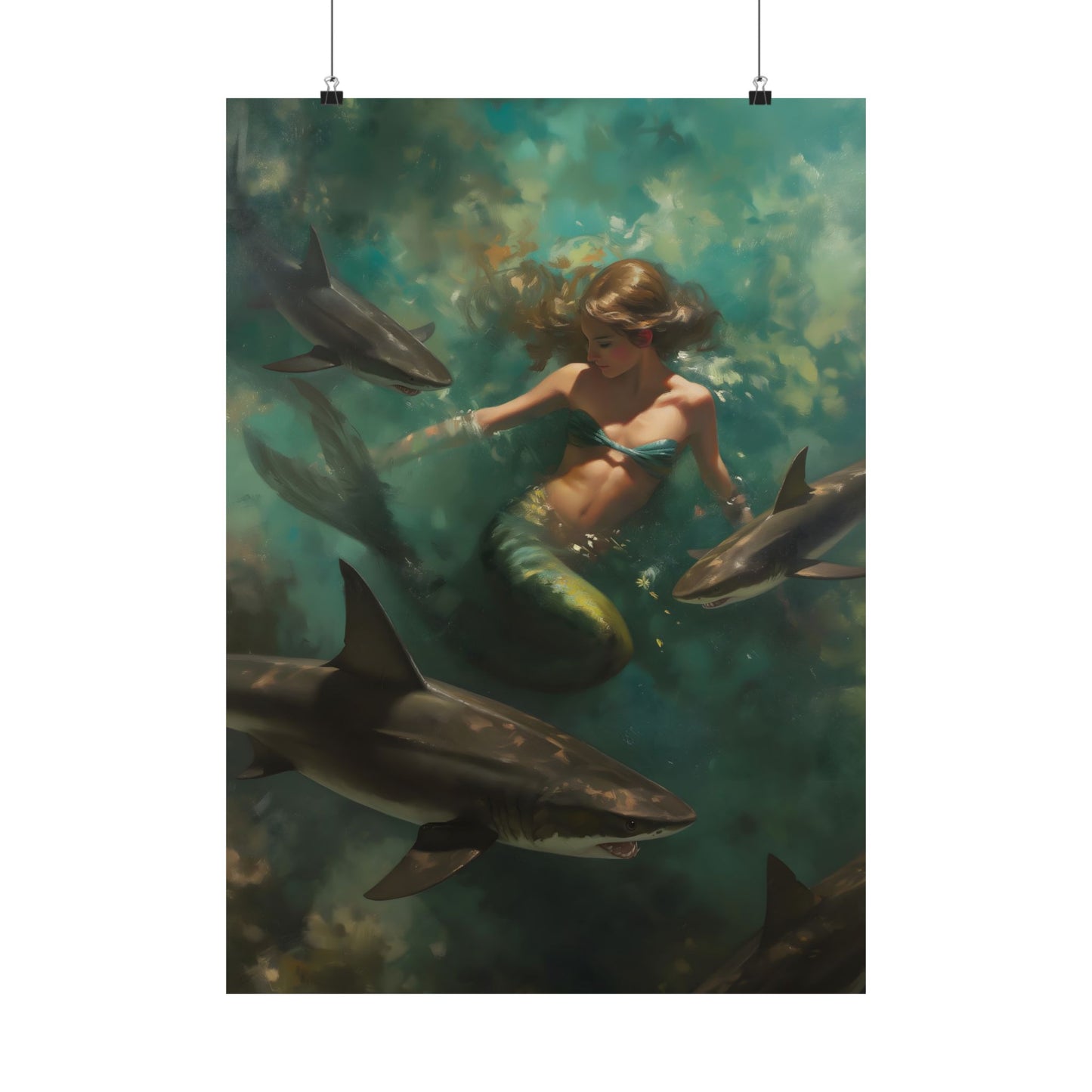 Swimming with Sharks Art Print