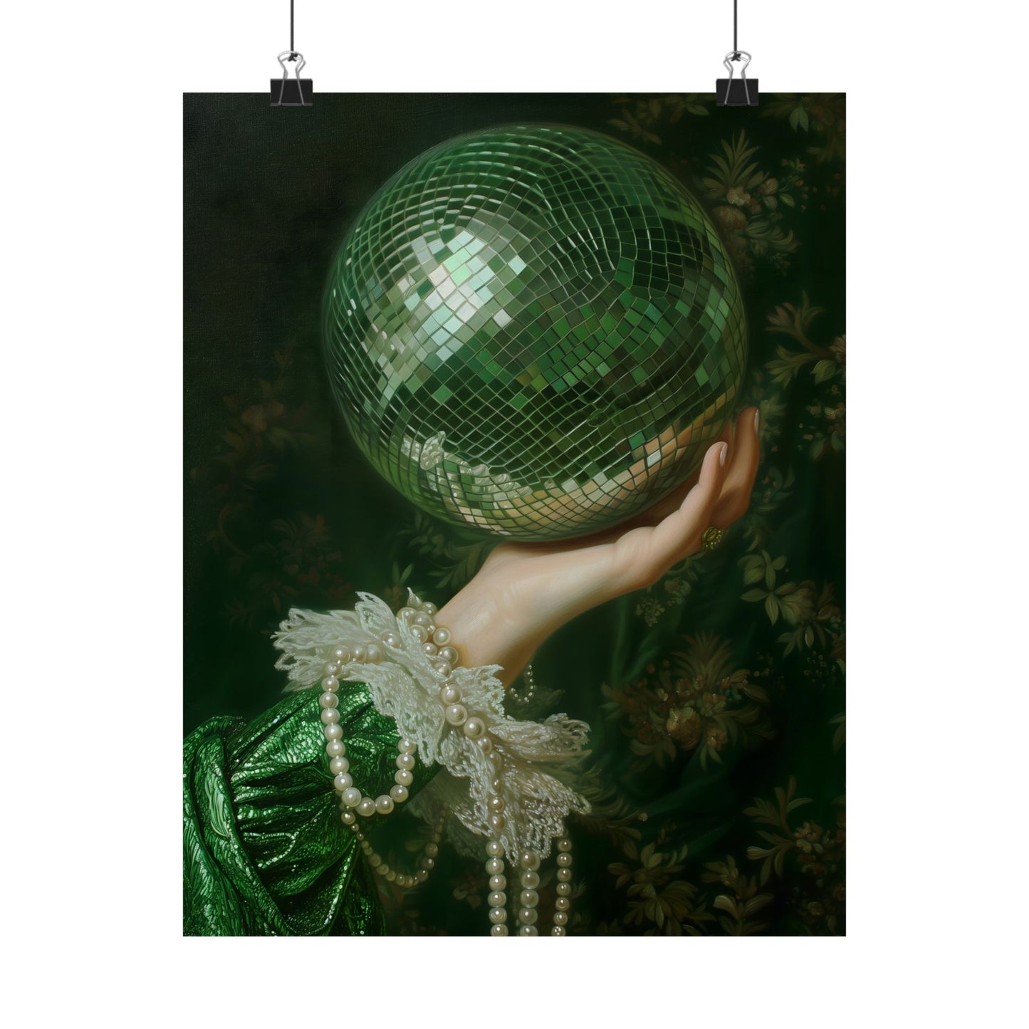 Green Disco Ball Art Print