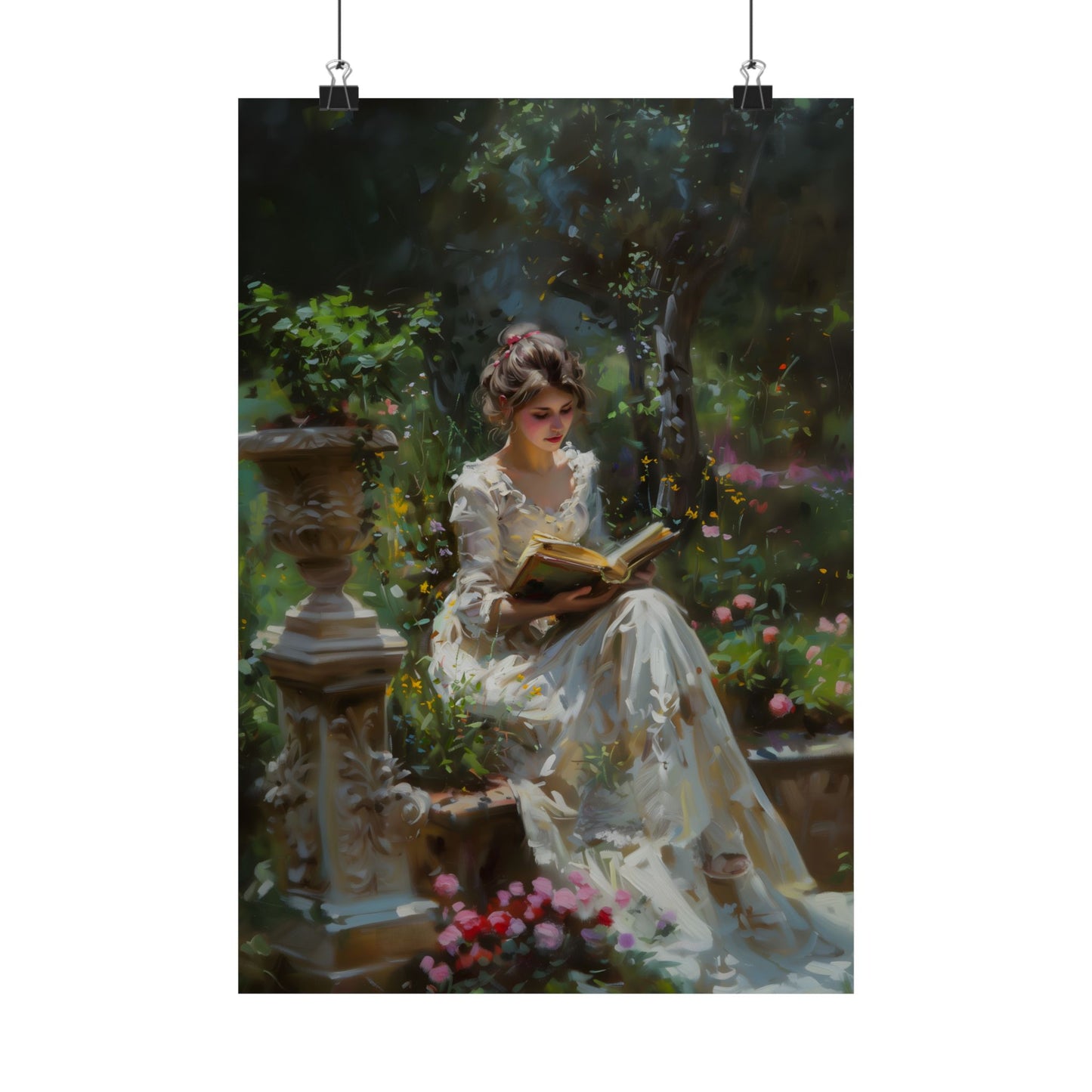 Reading in Garden Art Print