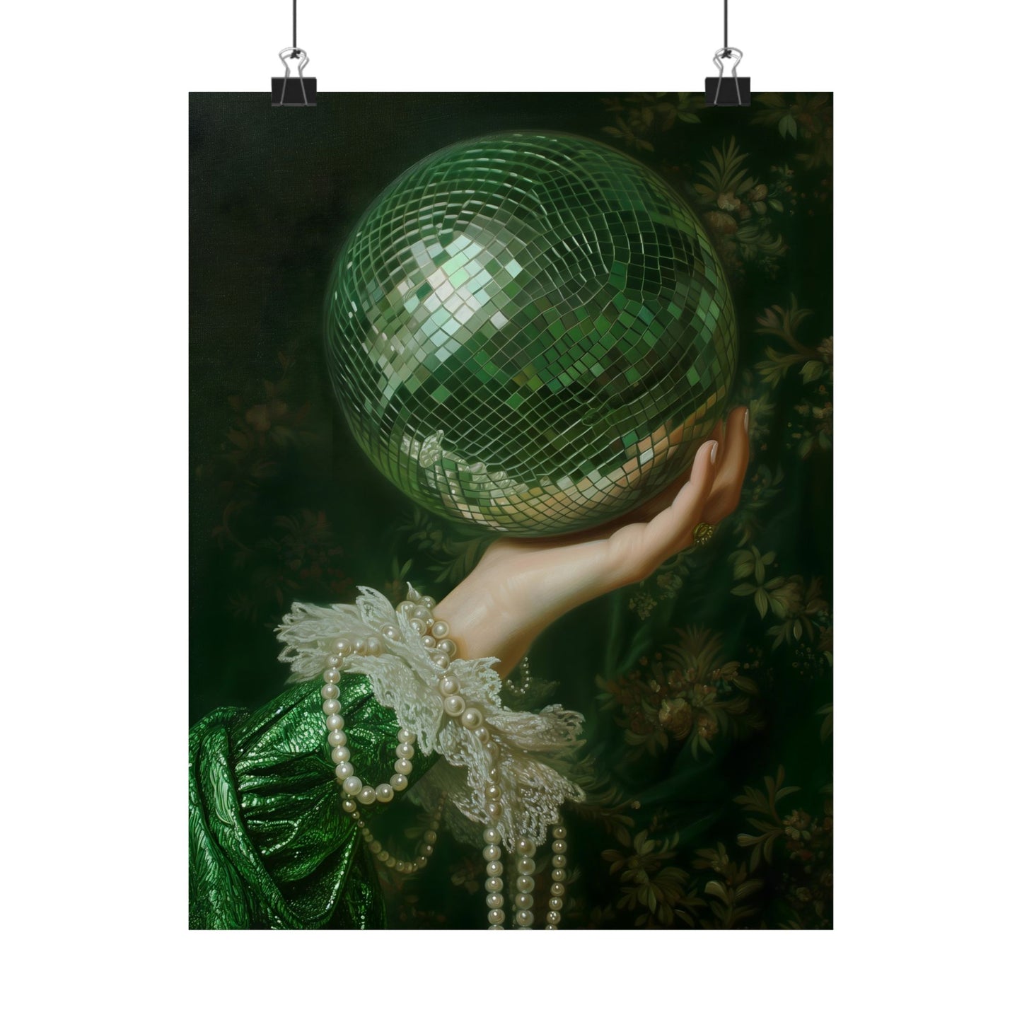 Green Disco Ball Art Print