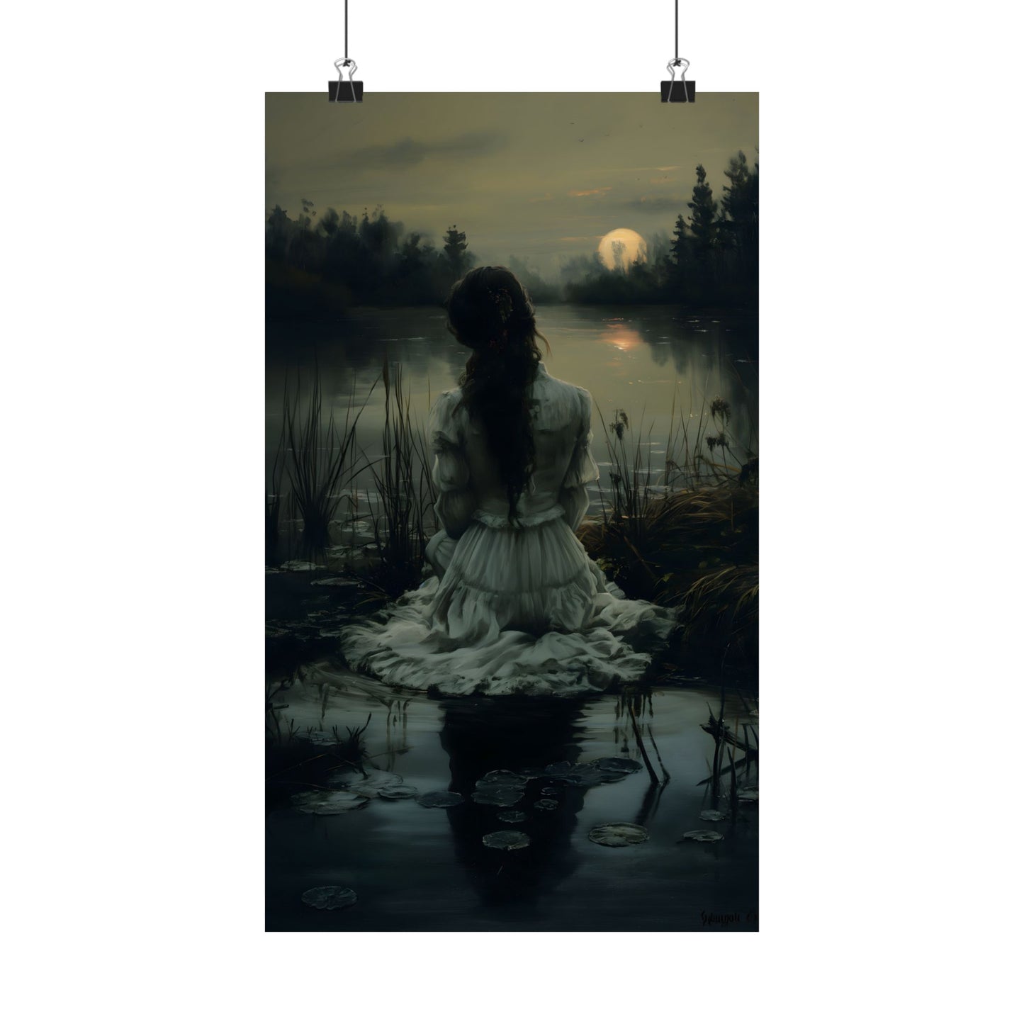 Midnight at Lake Art Print