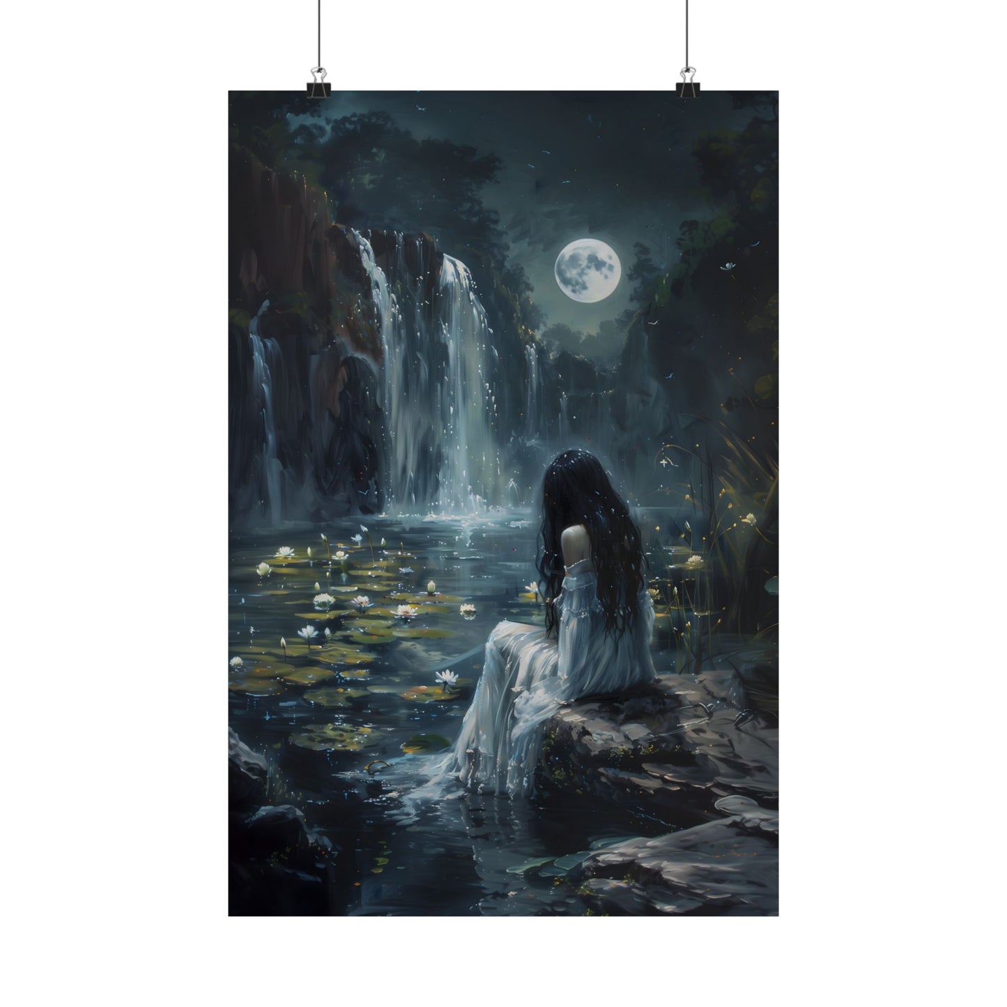 Midnight Waterfall Art Print