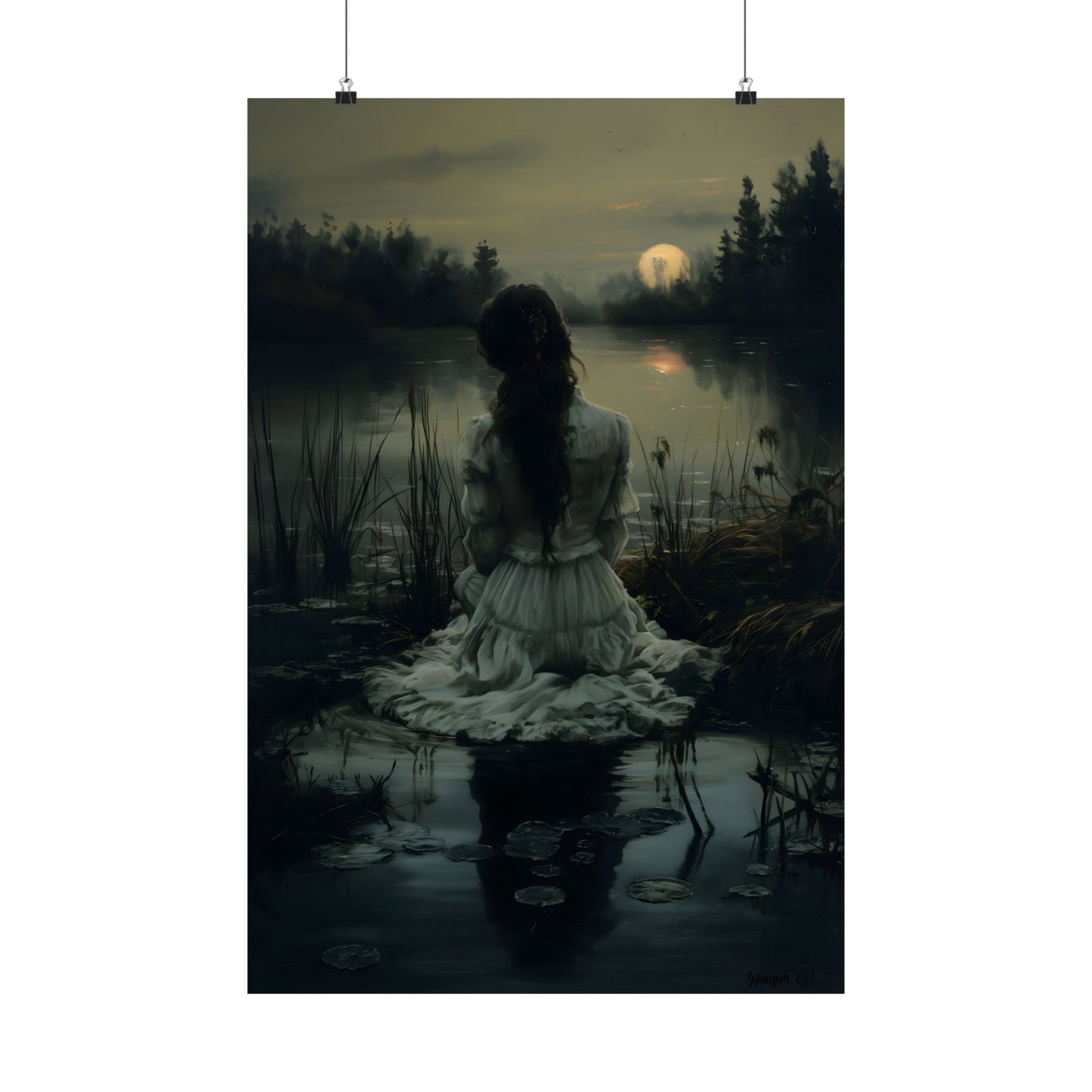 Midnight at Lake Art Print