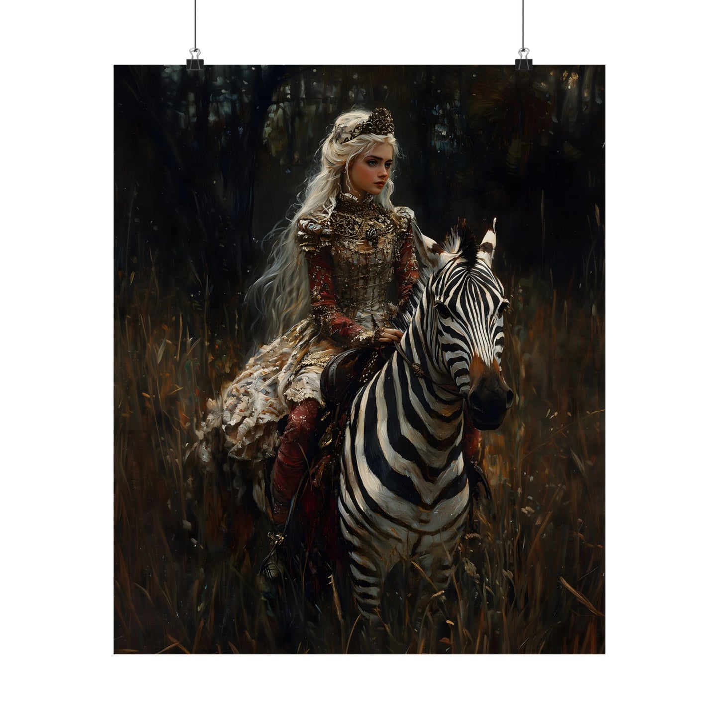 Zebra Rider Art Print