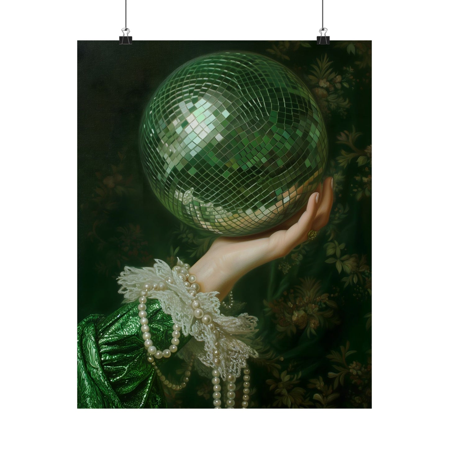 Green Disco Ball Art Print