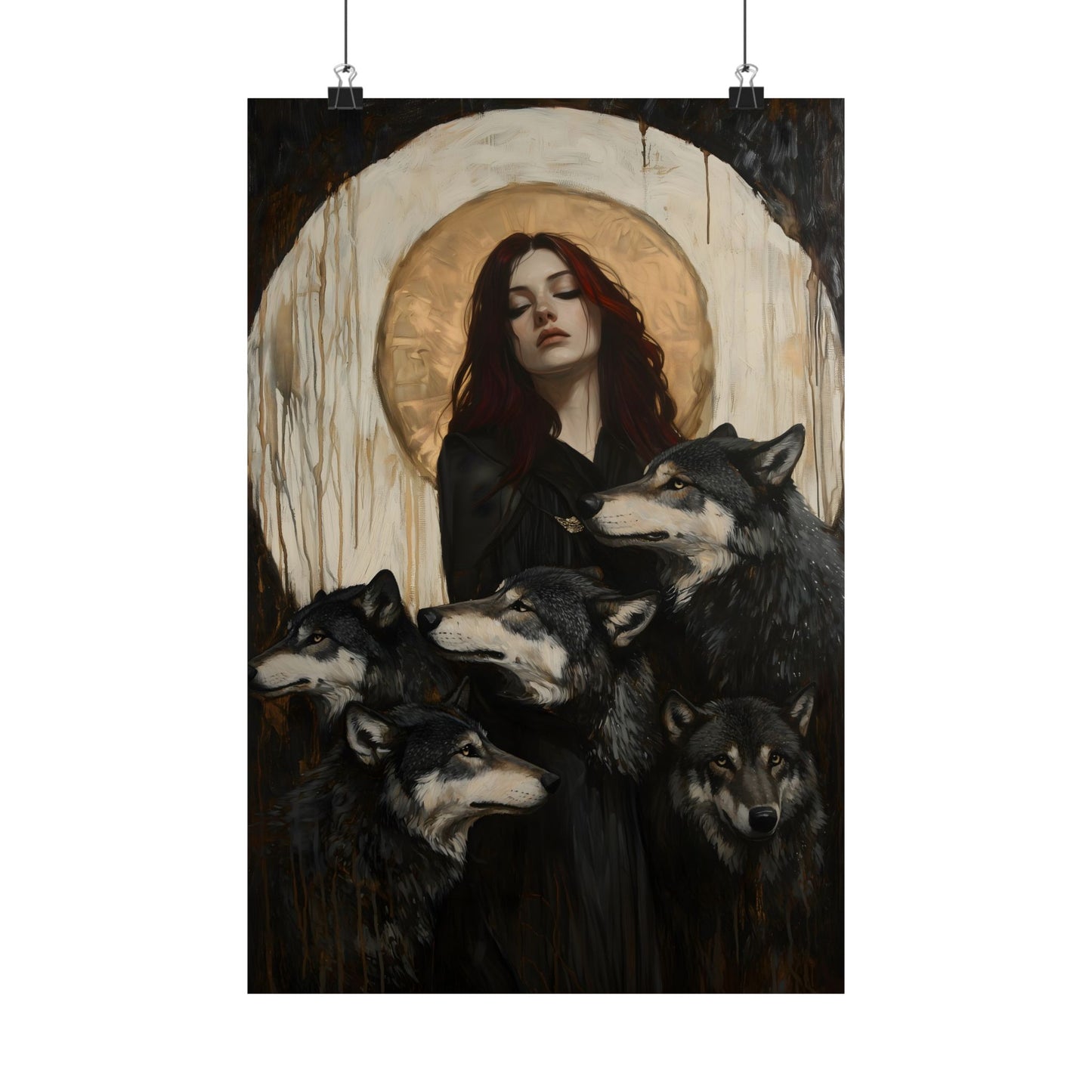 Hecate with Wolves Art Print