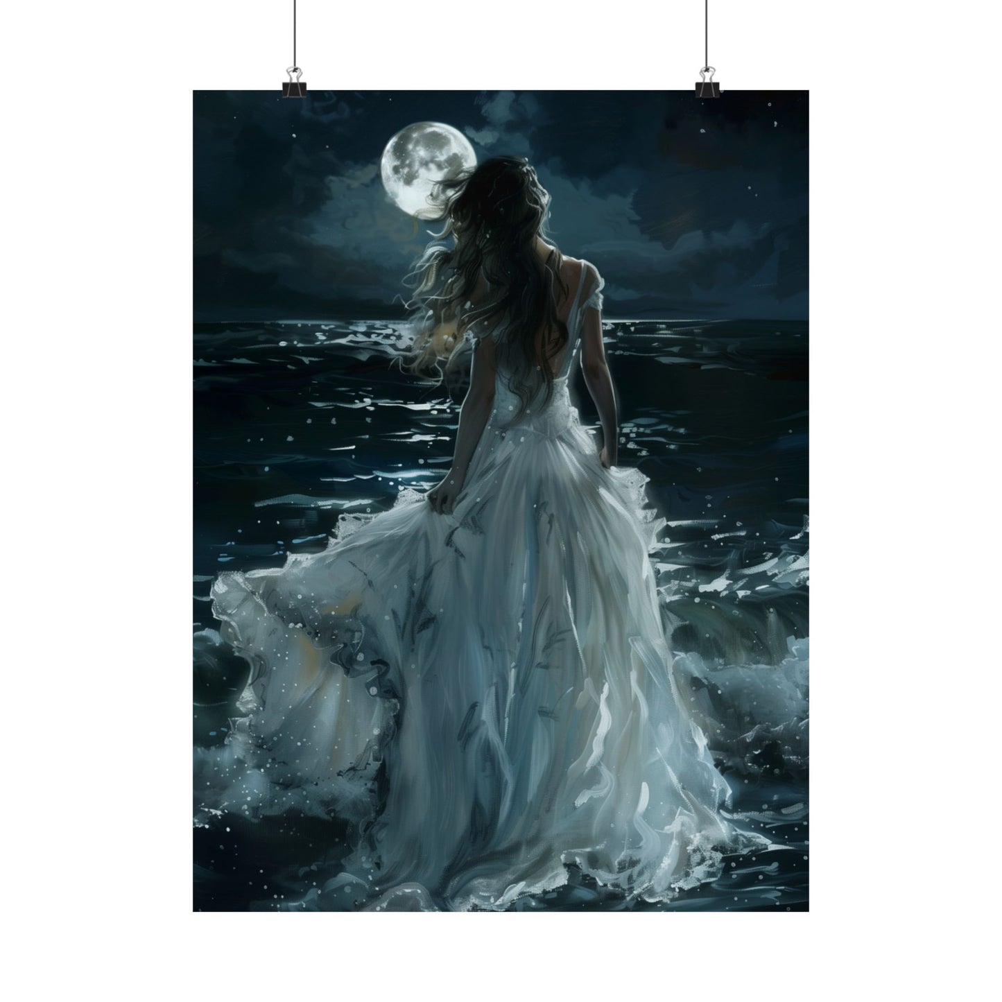 Full Moon White Dress Art Print