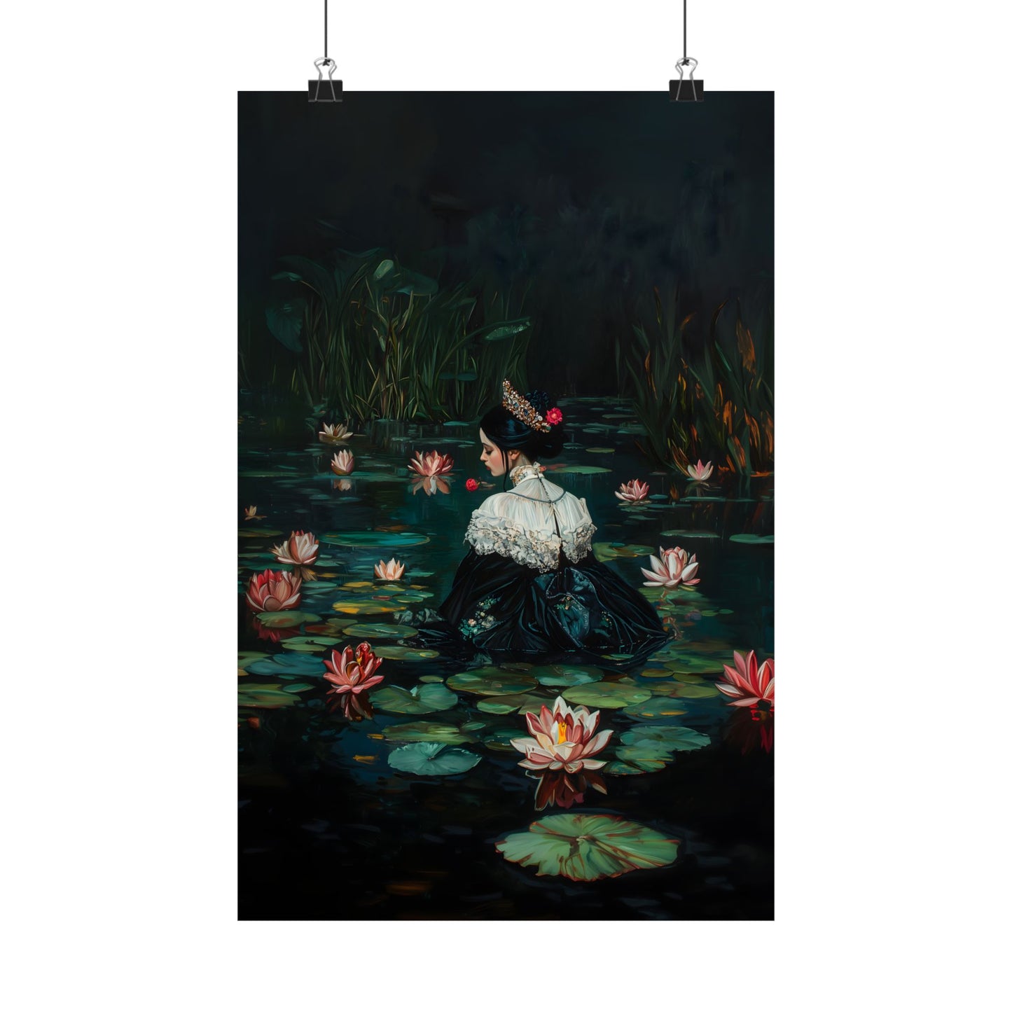 Dark Lotus Lake Art Print