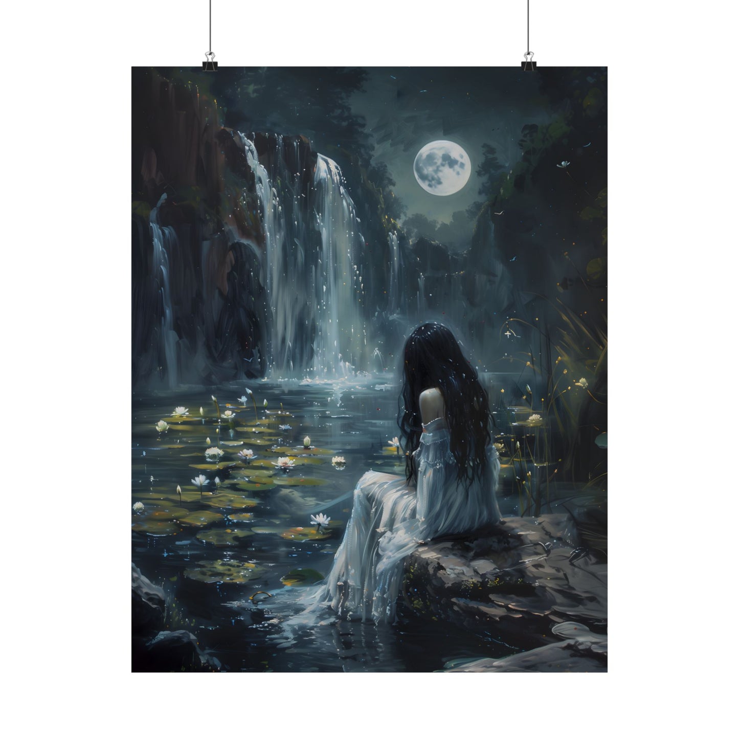 Midnight Waterfall Art Print