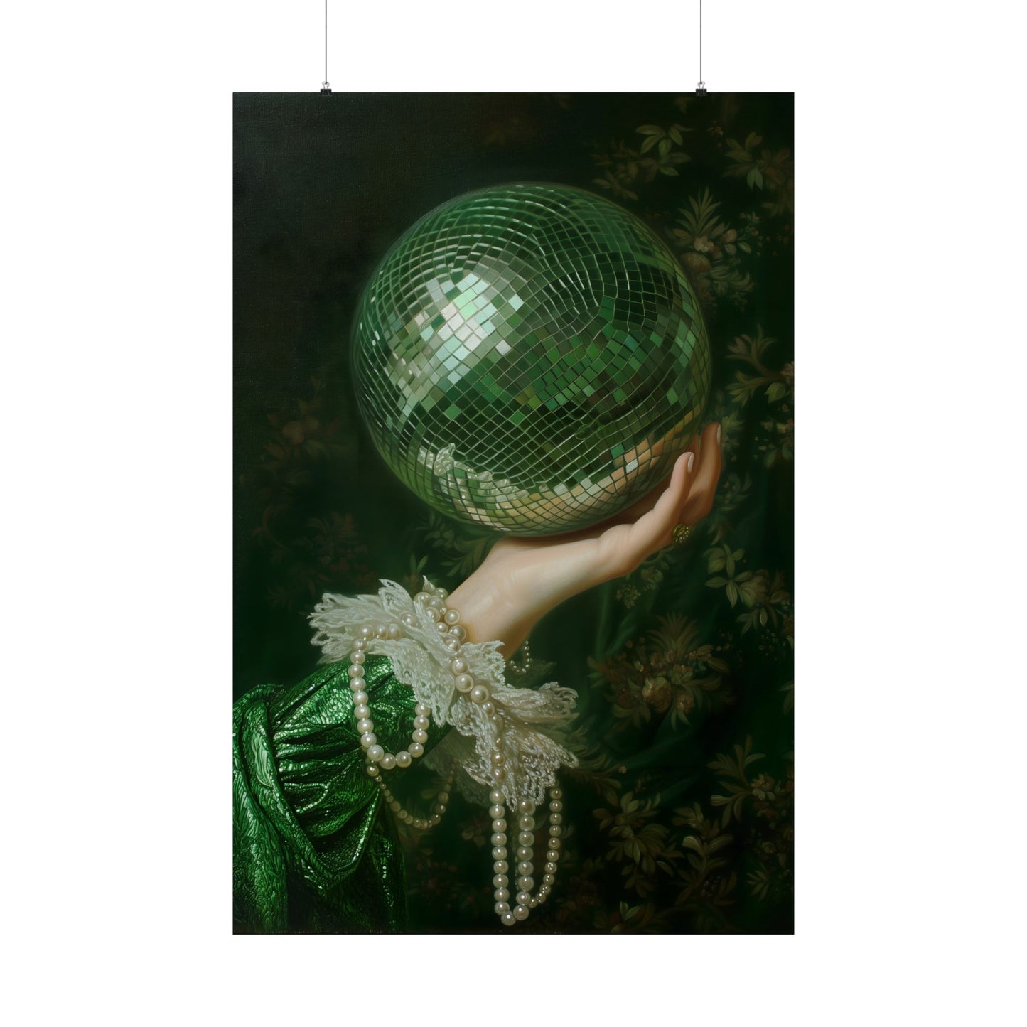 Green Disco Ball Art Print