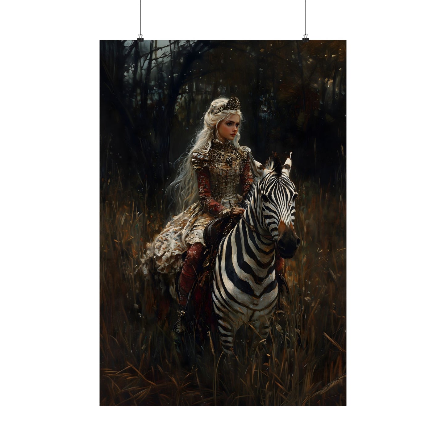 Zebra Rider Art Print