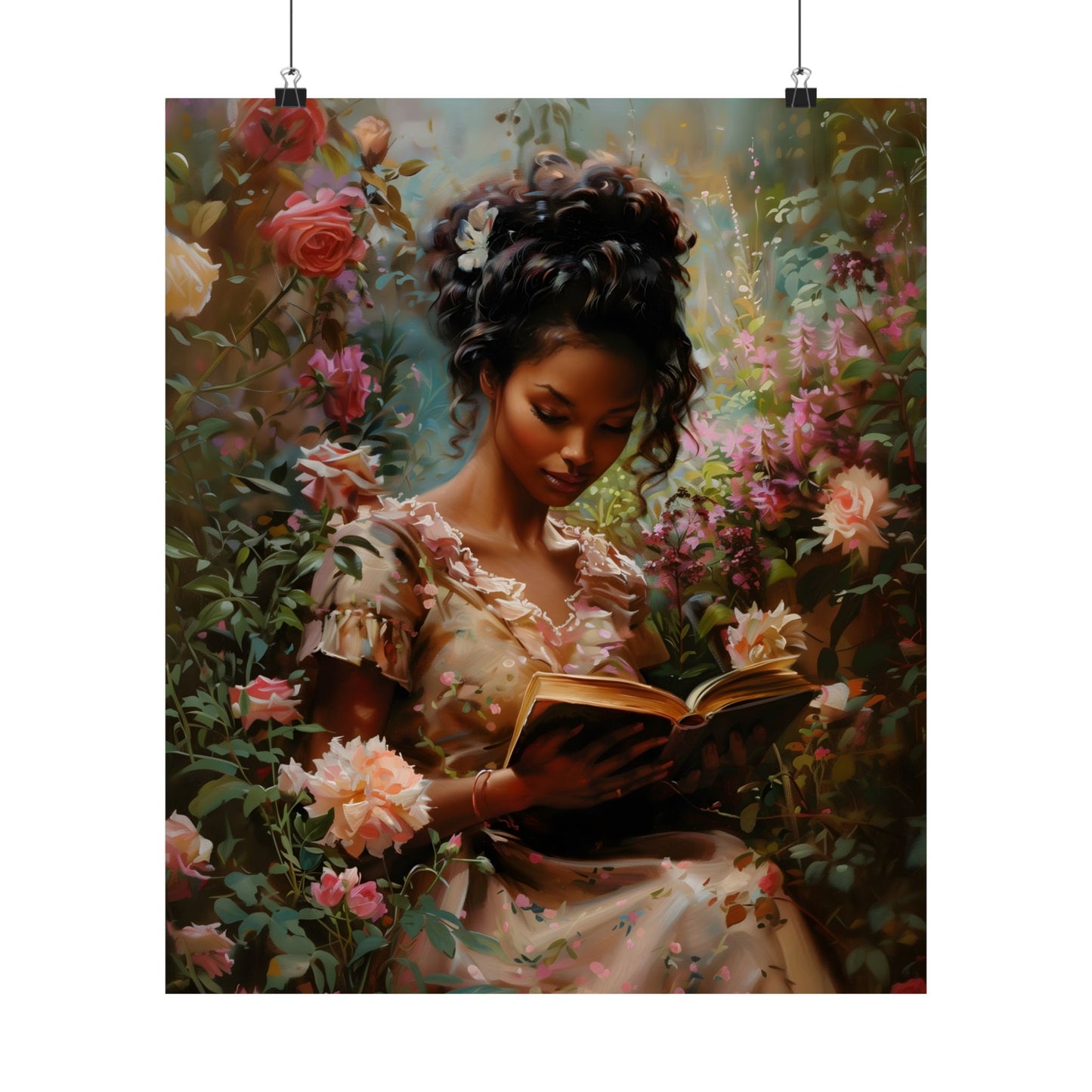 Books and Roses Art Print