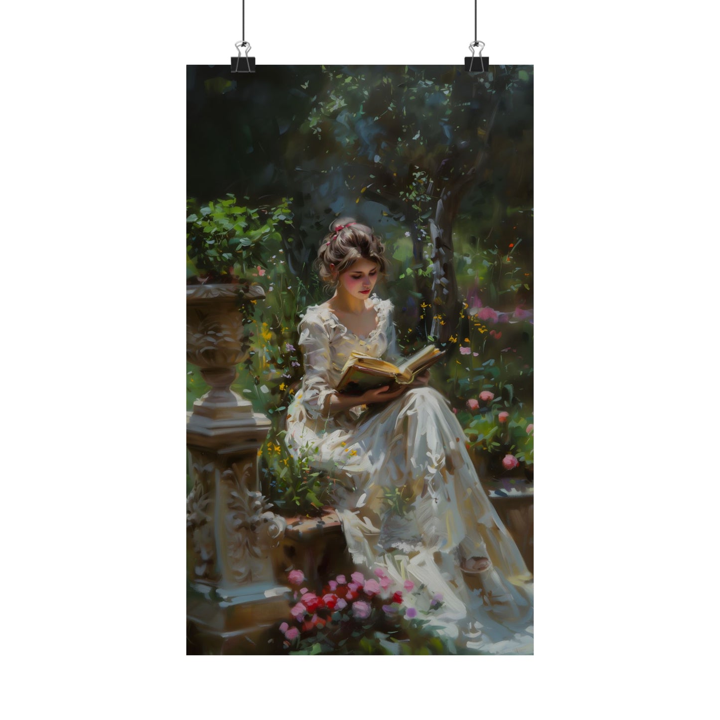 Reading in Garden Art Print