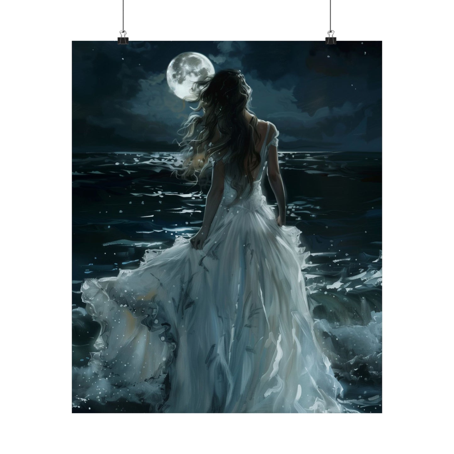 Full Moon White Dress Art Print