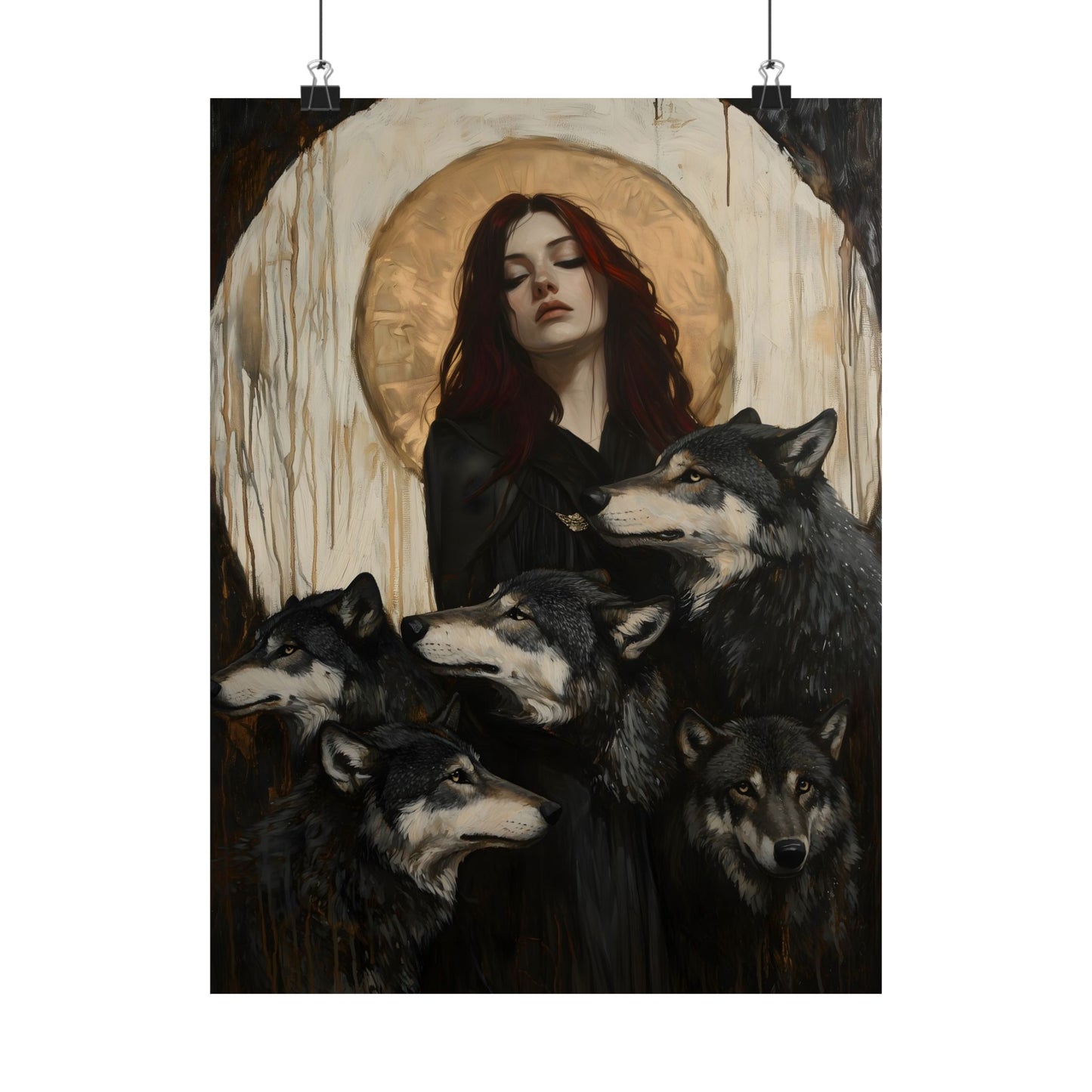 Hecate with Wolves Art Print