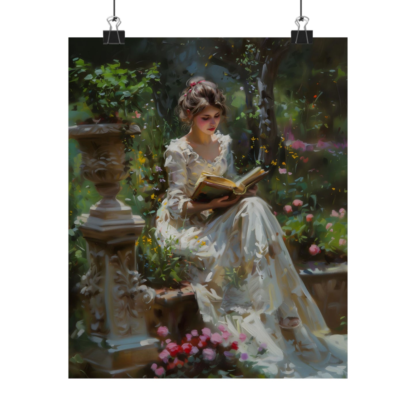 Reading in Garden Art Print