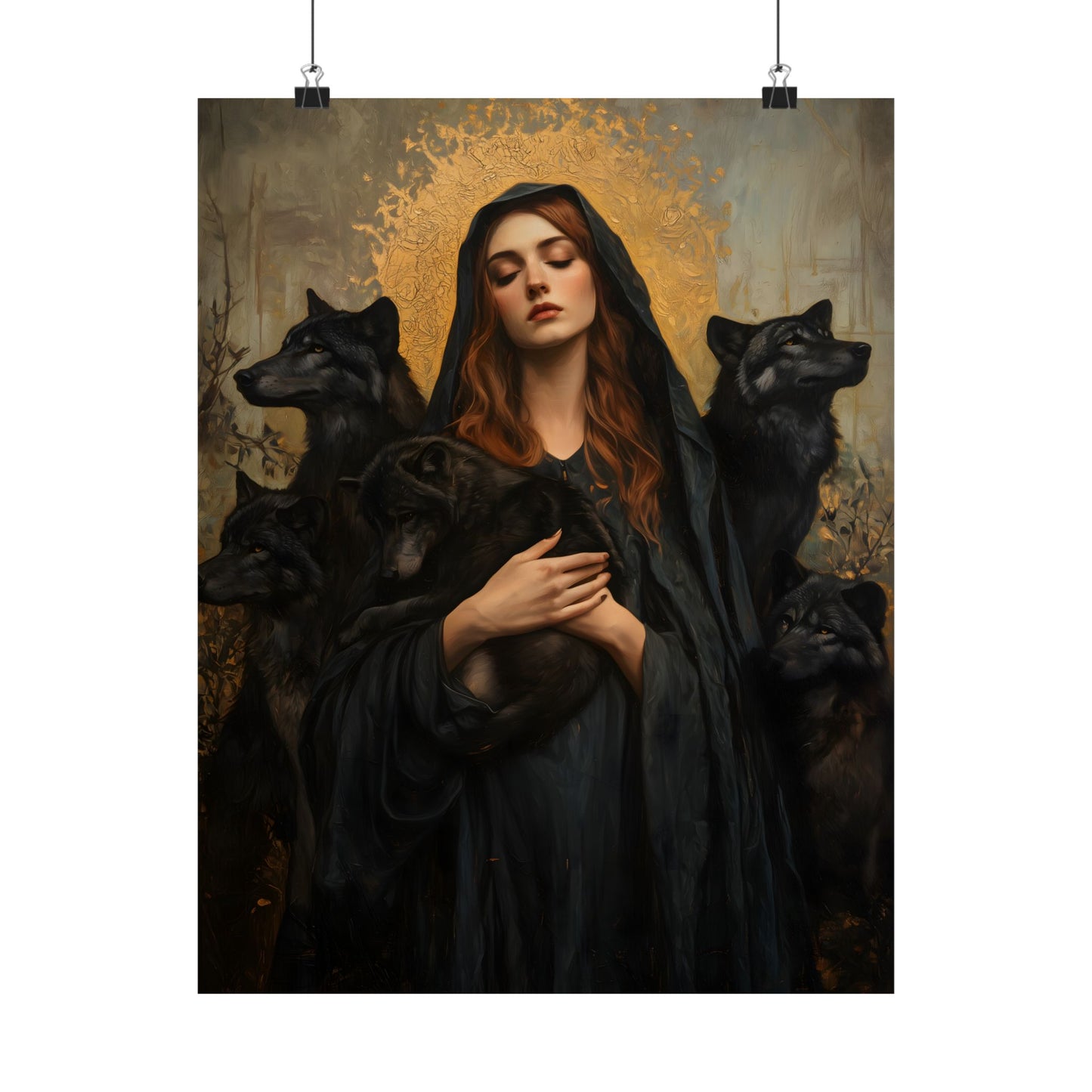 Hecate with Wolves Art Print