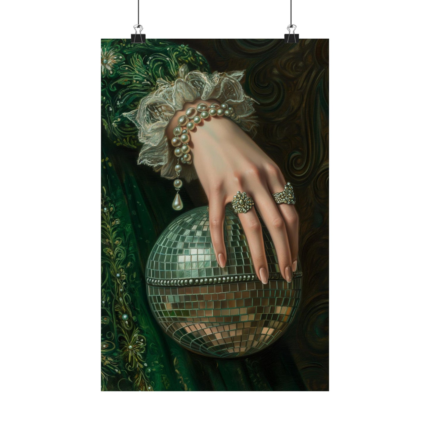 Green Disco Ball Art Print