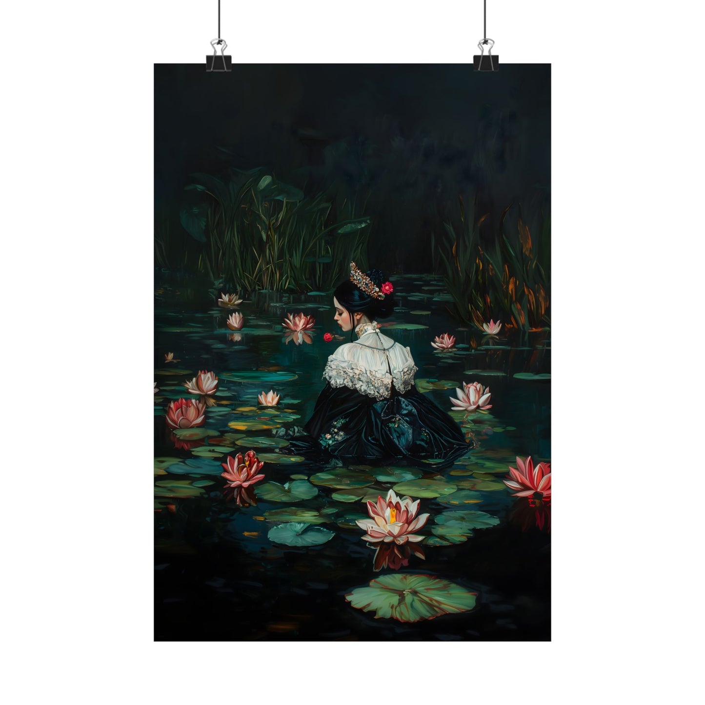 Dark Lotus Lake Art Print