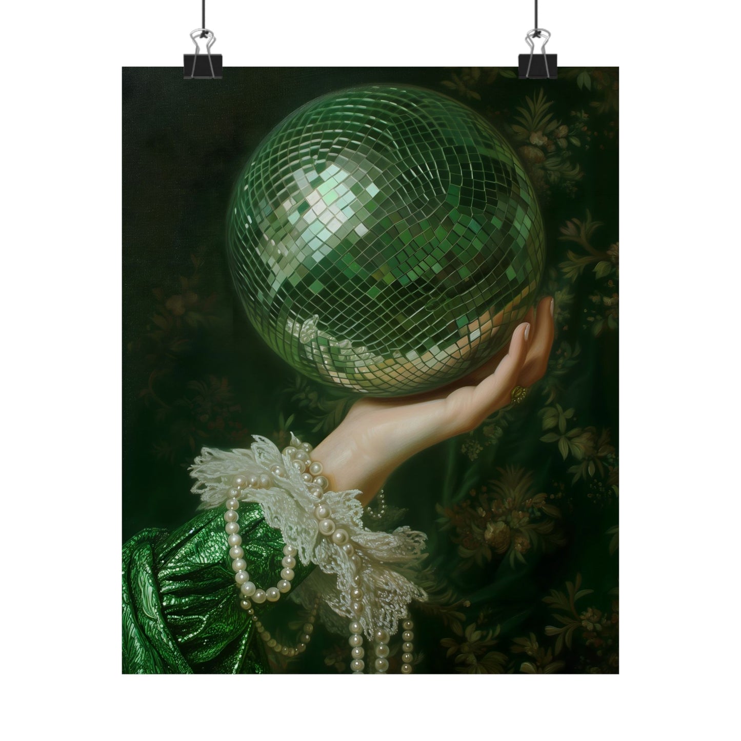 Green Disco Ball Art Print