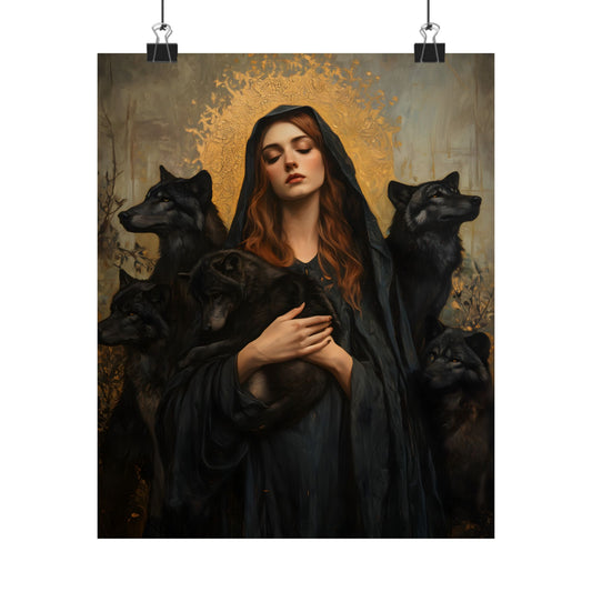 Hecate with Wolves Art Print