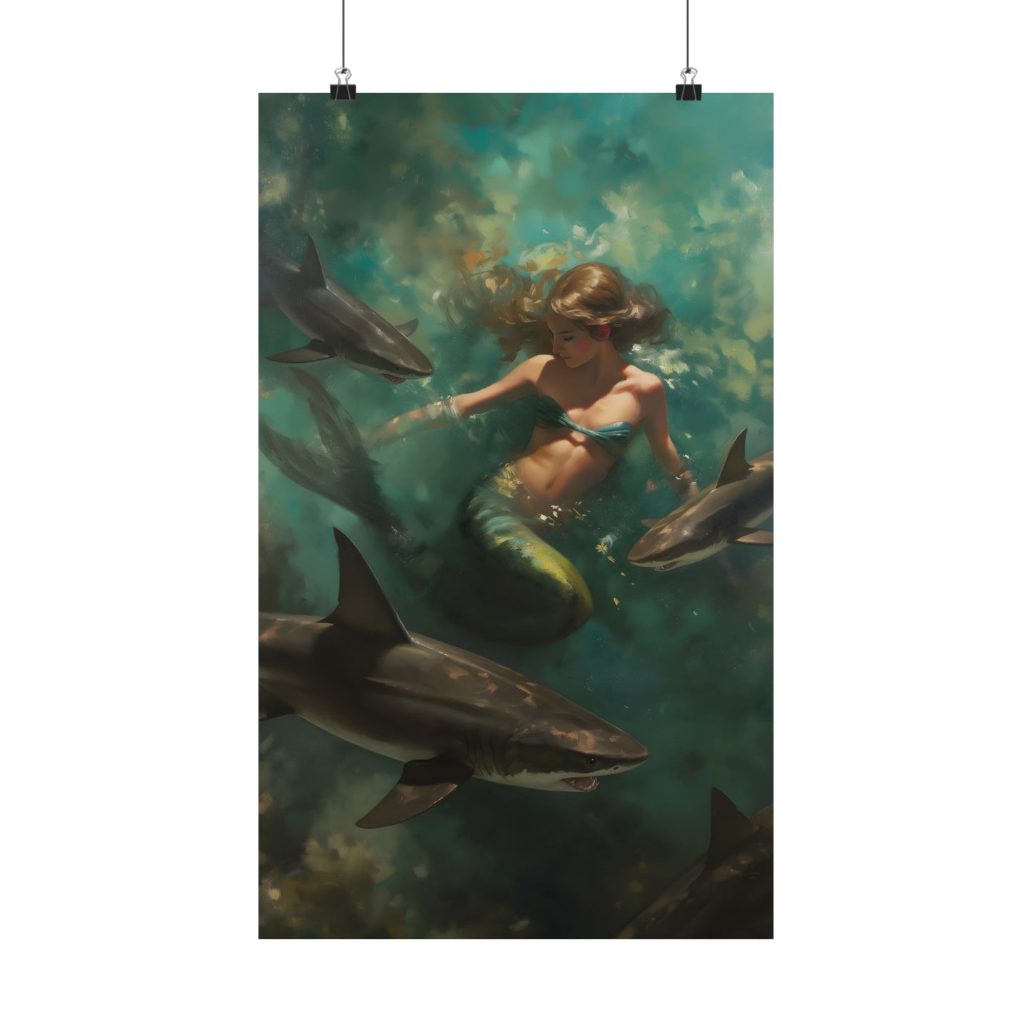 Swimming with Sharks Art Print