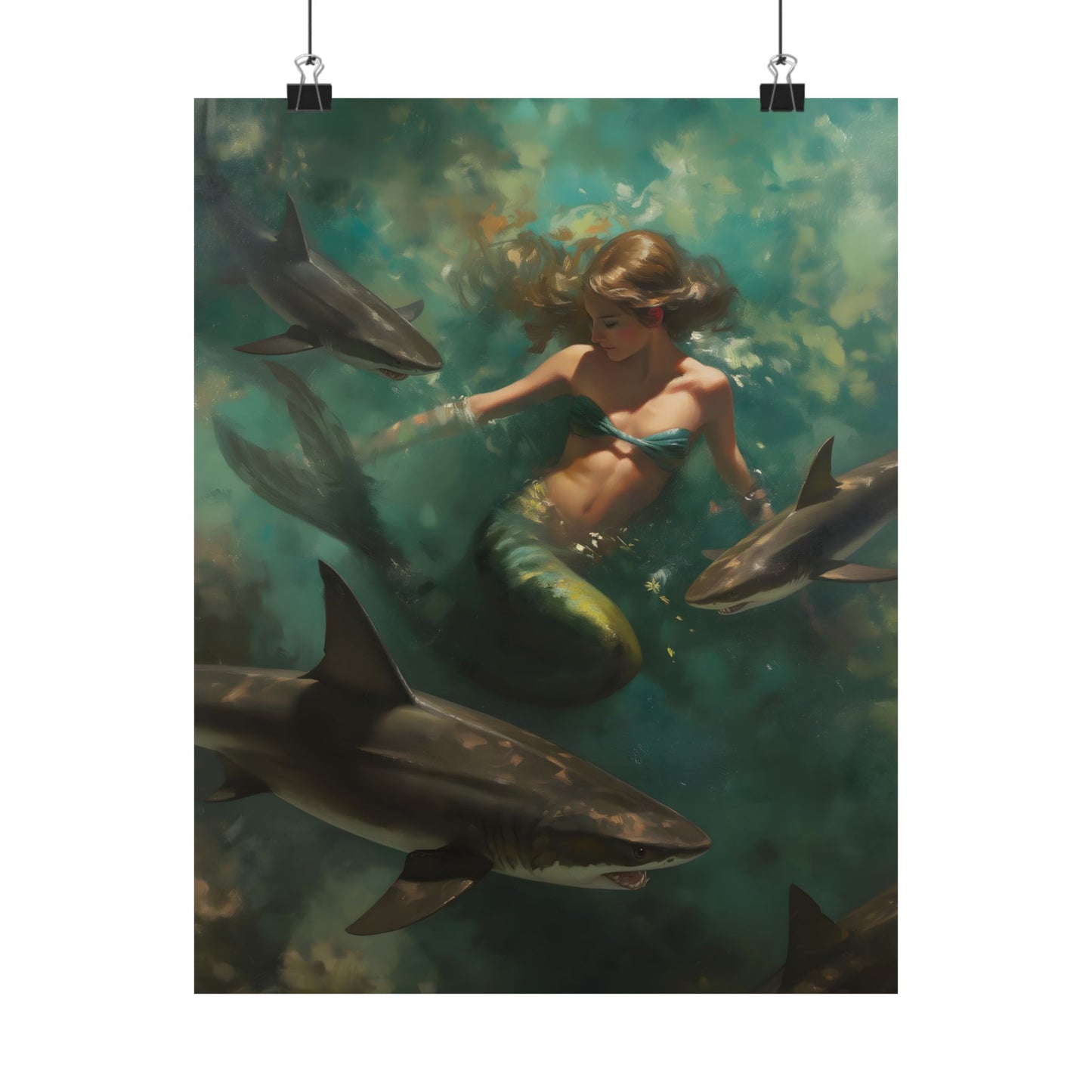 Swimming with Sharks Art Print