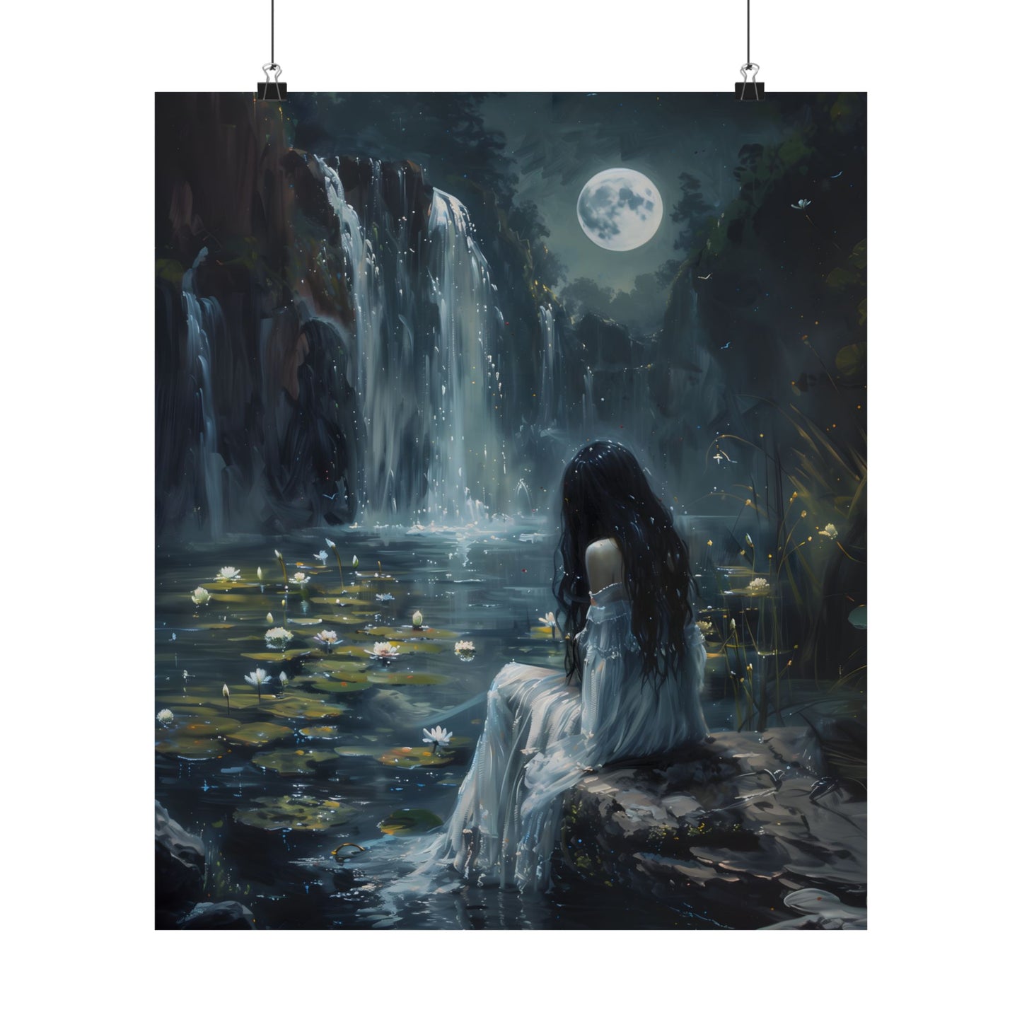 Midnight Waterfall Art Print