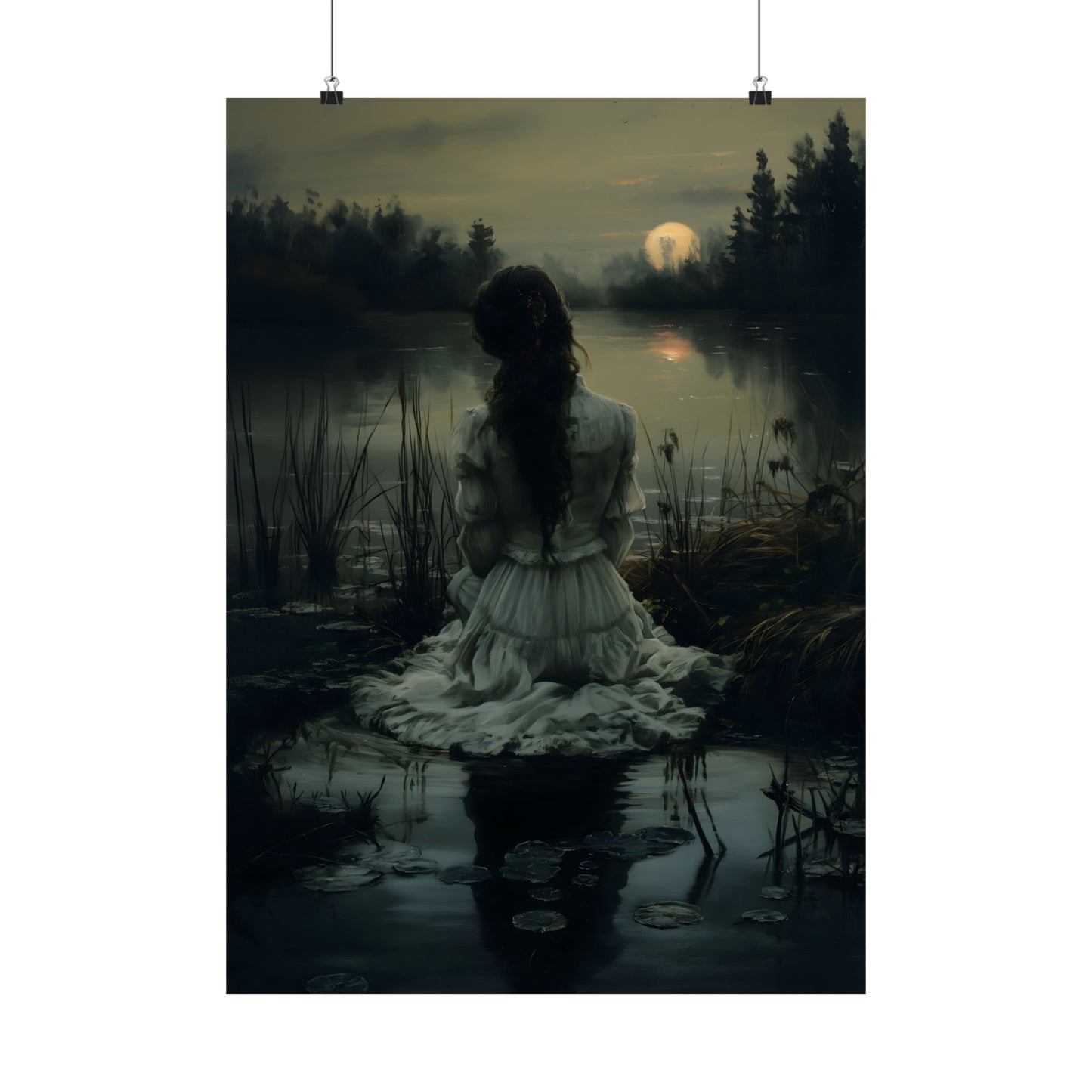 Midnight at Lake Art Print