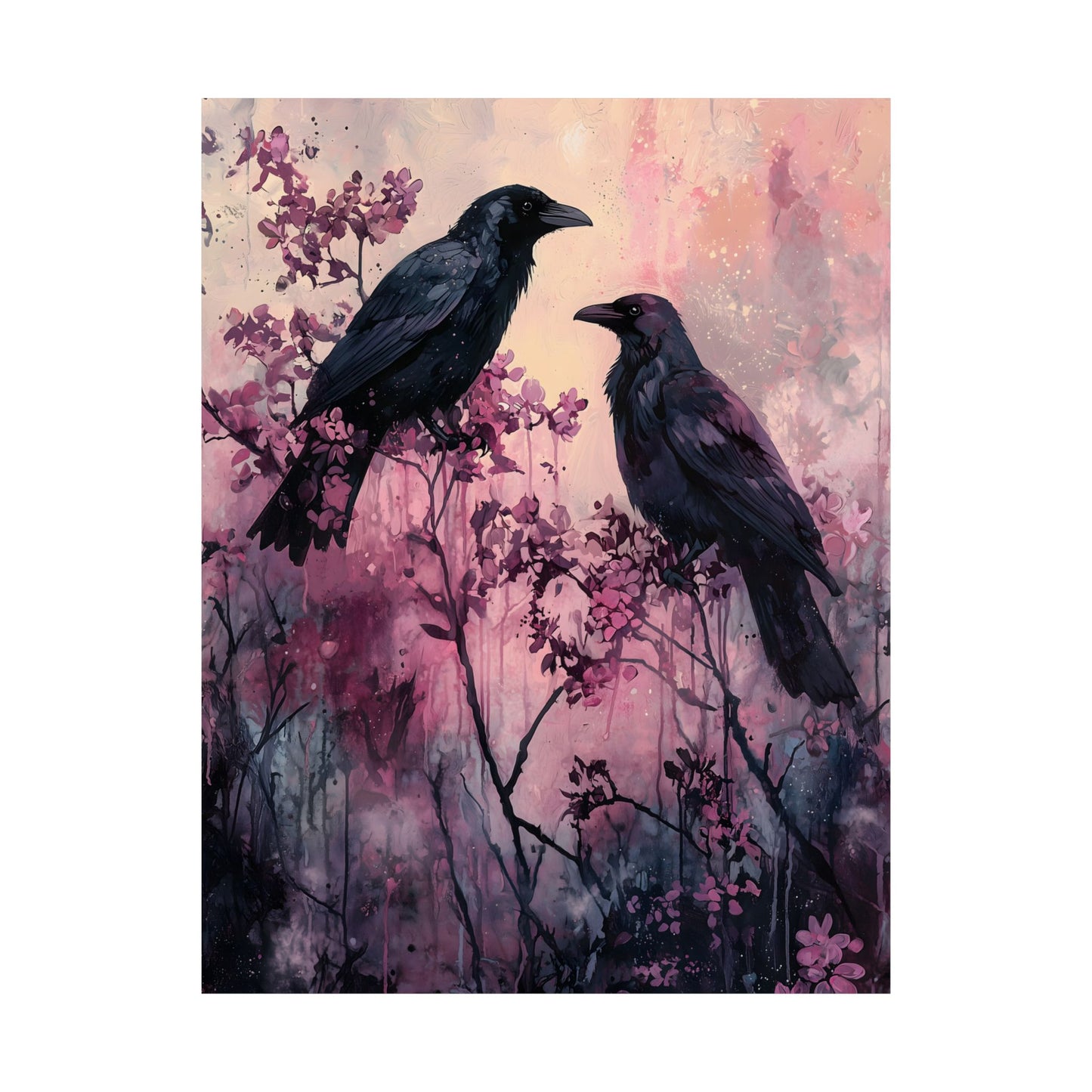 Pink Crows Art Print