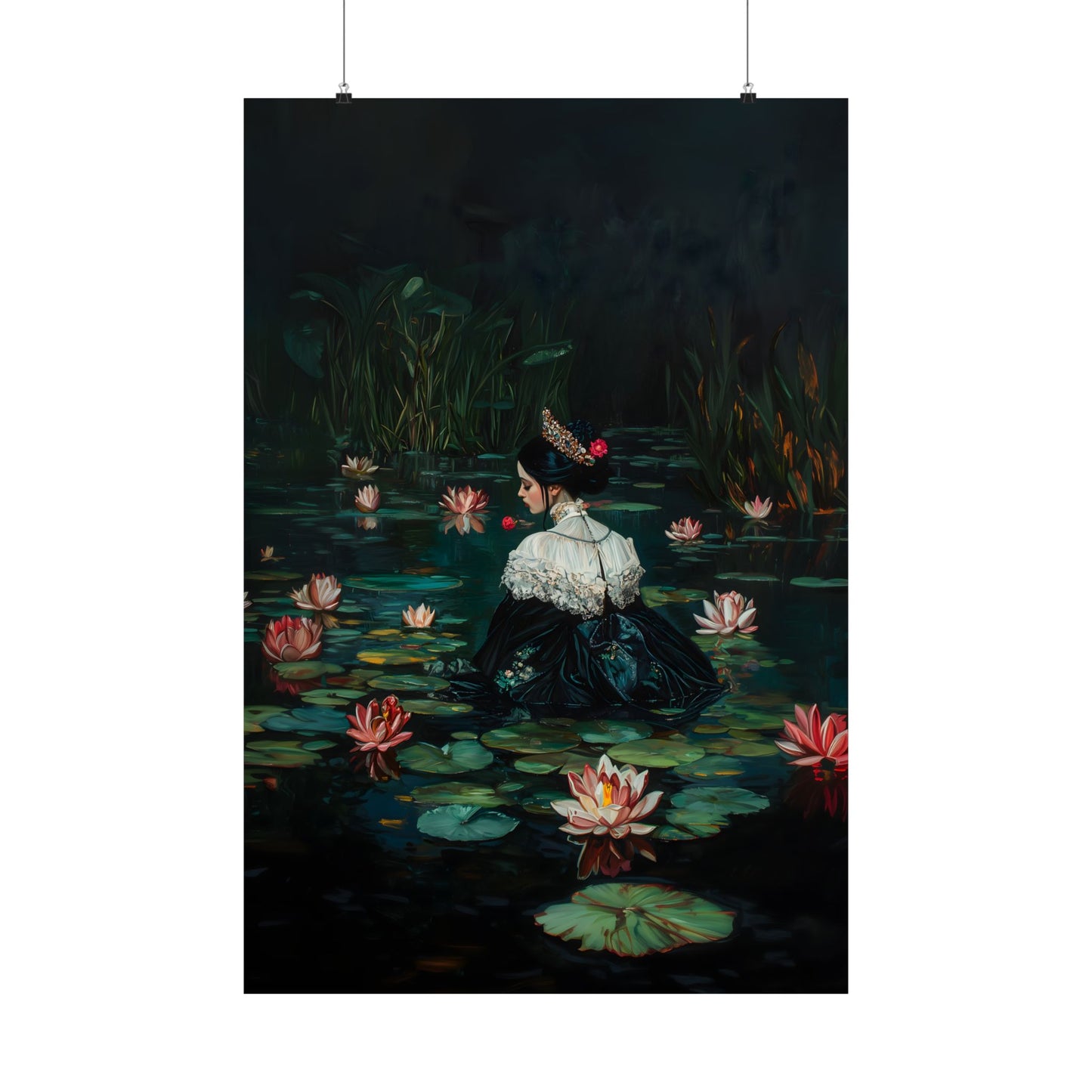 Dark Lotus Lake Art Print