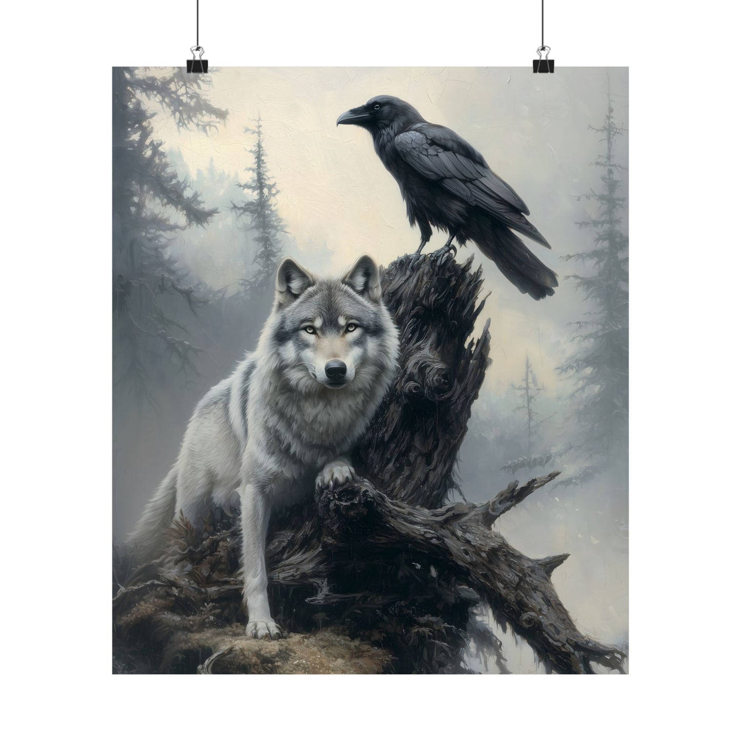 Raven and Wolf Art Print