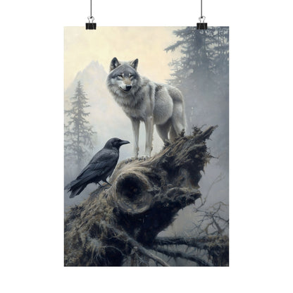 Wolf and Raven Art Print