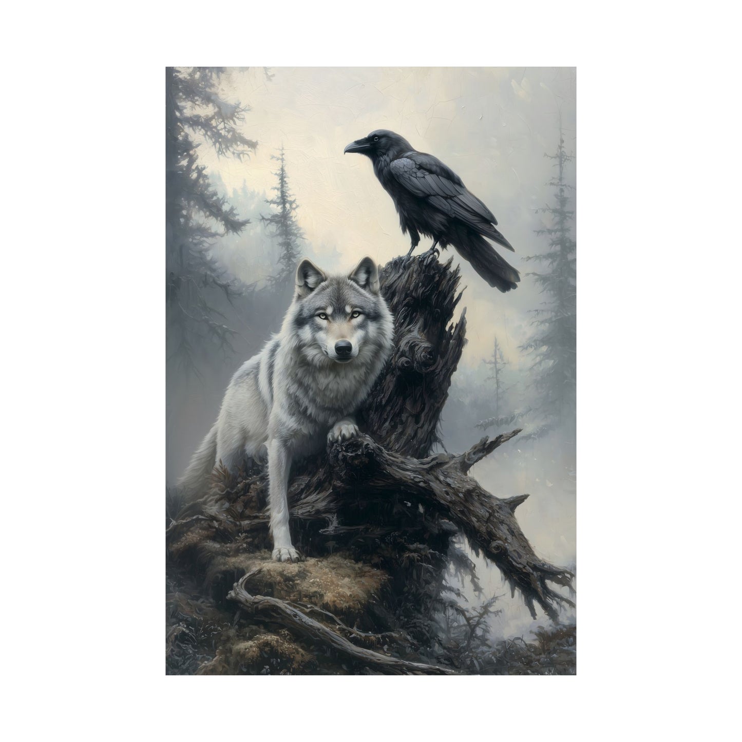 Raven and Wolf Art Print