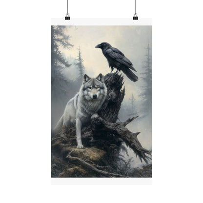 Raven and Wolf Art Print