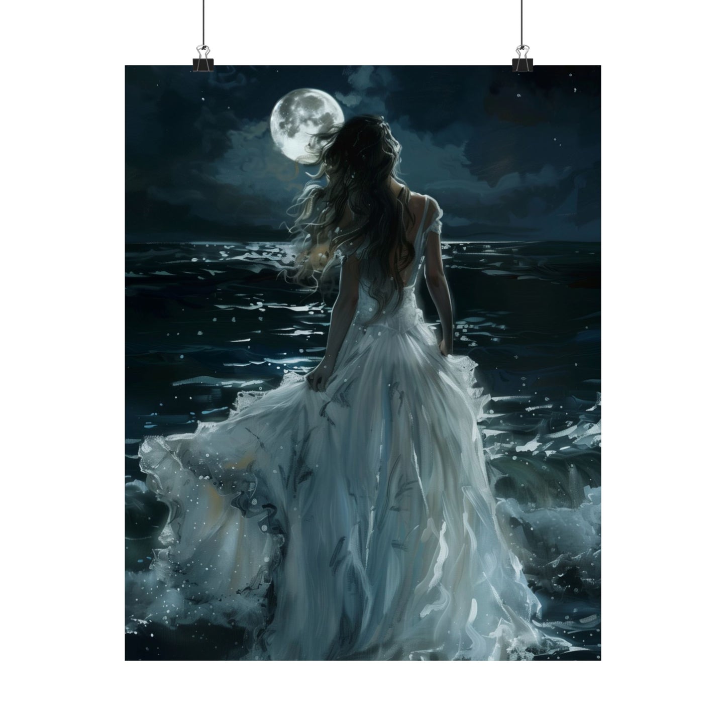 Full Moon White Dress Art Print