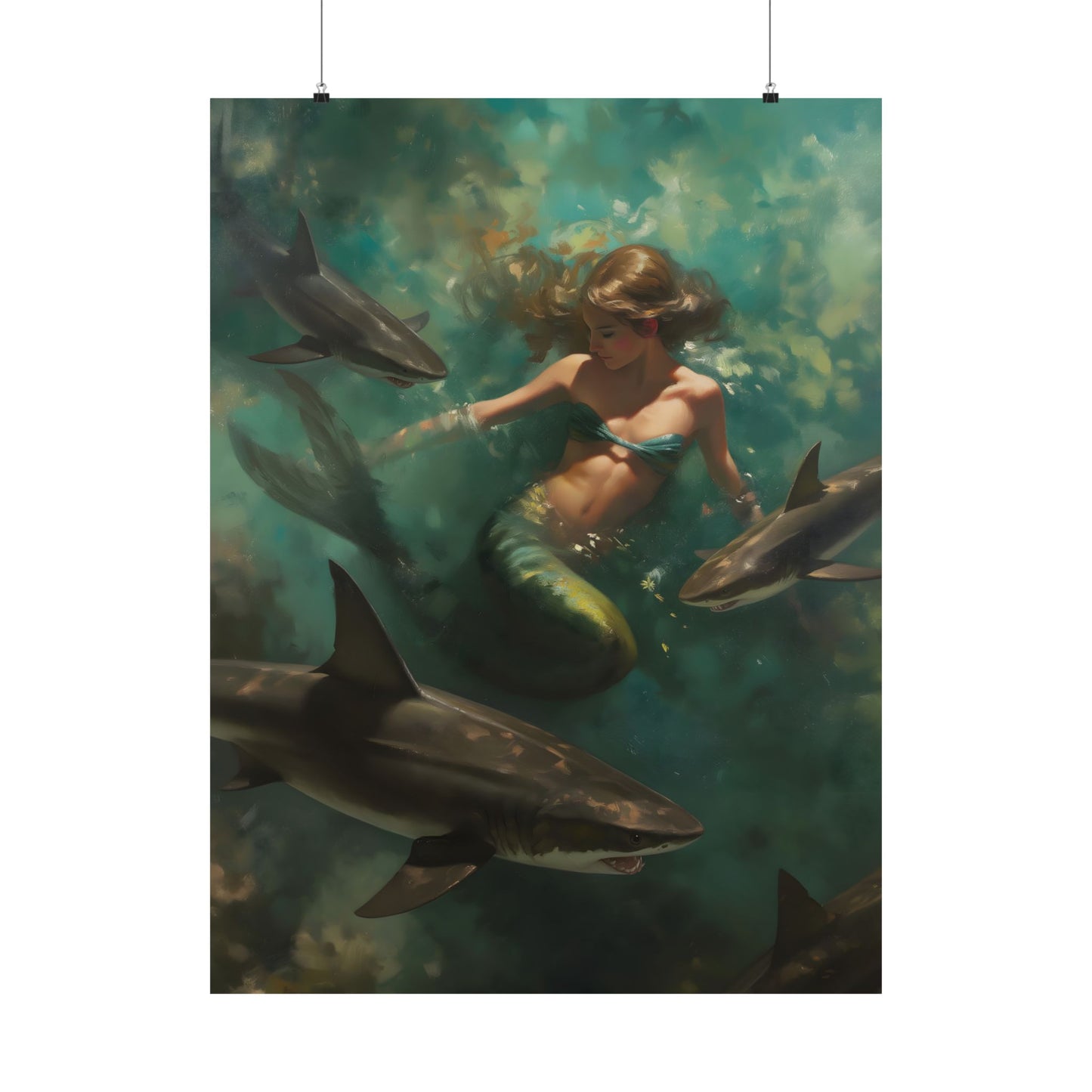 Swimming with Sharks Art Print