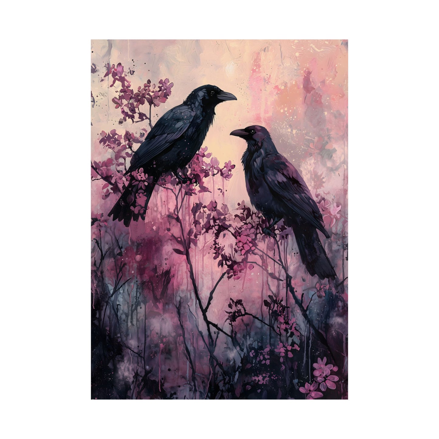 Pink Crows Art Print